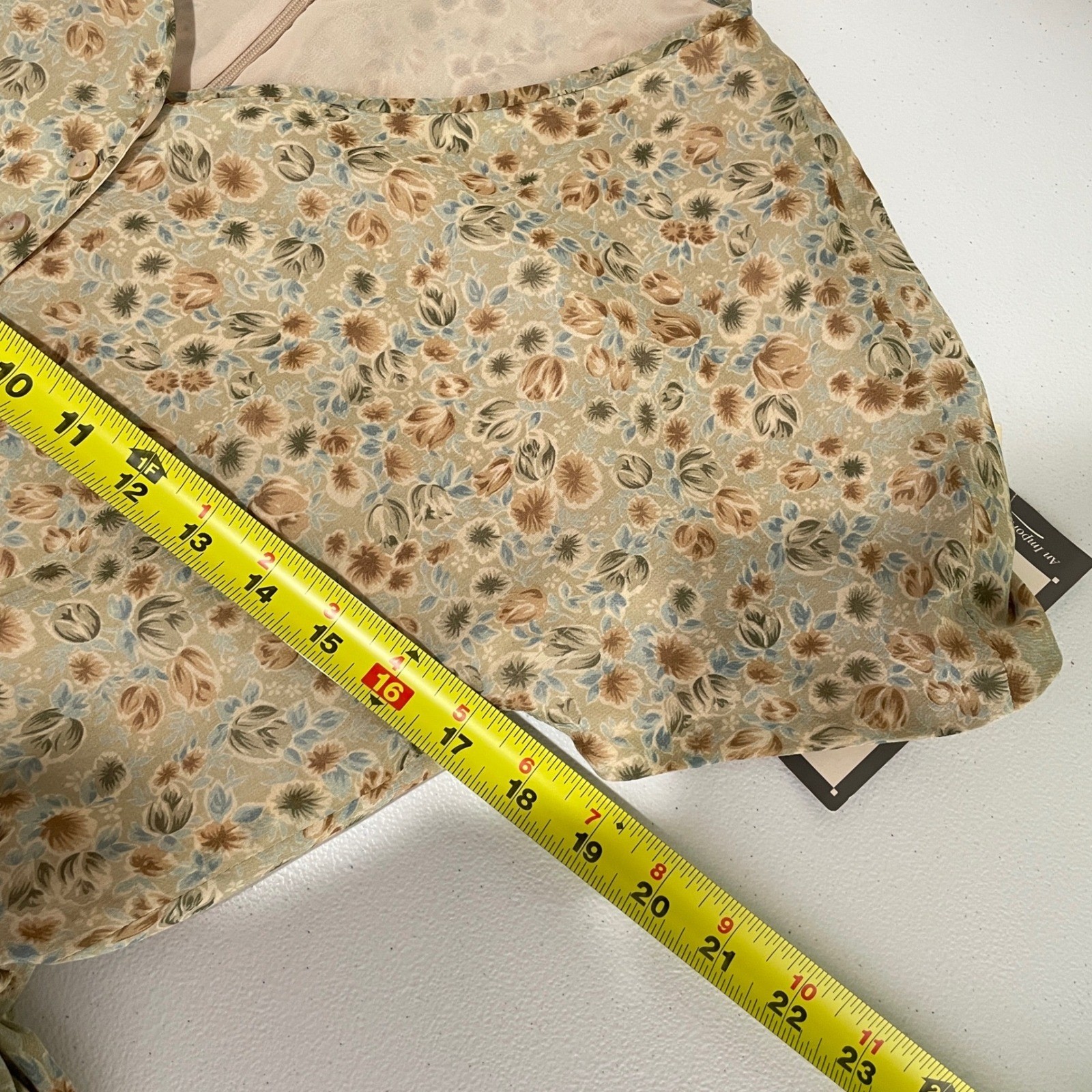 Vintage Dana Buchman 100% Silk Ditsy Floral Tie Waist Dress 8 Cottagecore Earthy