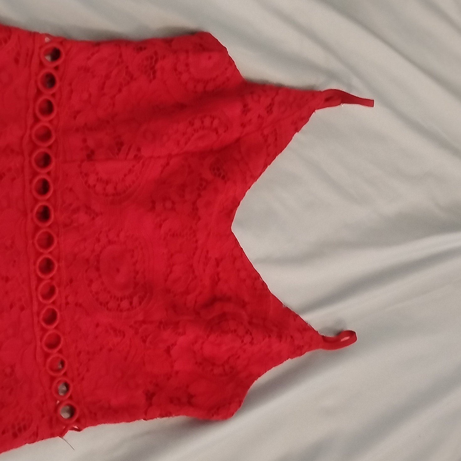 Miami XXS Red Solid Lace V-Neck Sleeveless Zip Lined Mini Fit & Flare Dress