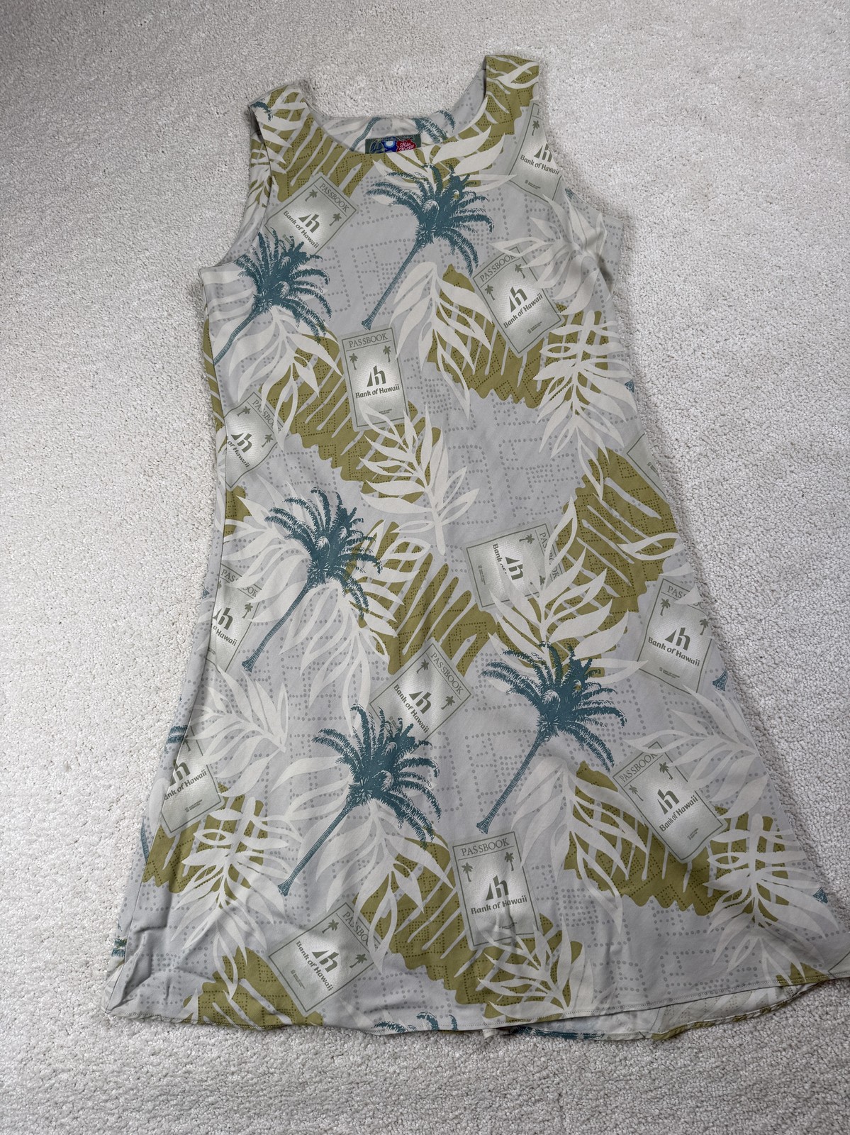 Hilo Hattie Dress Womens Med Gray Palm Hawaiian Bank Of Hawaii Tank Aloha Collab