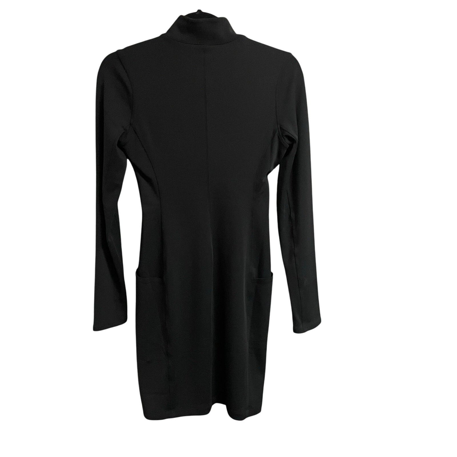 Athleta Spandex Blend Zip Up Front Long Sleeve Delancey Skyline Dress Black XS