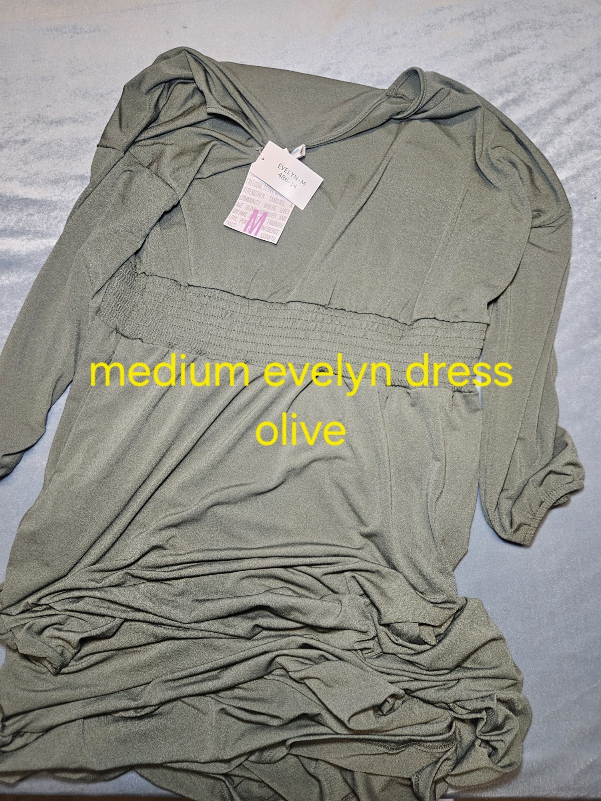 Lularoe Medium Evelyn Dress, Solid Olive Green. Nwt, Slinky