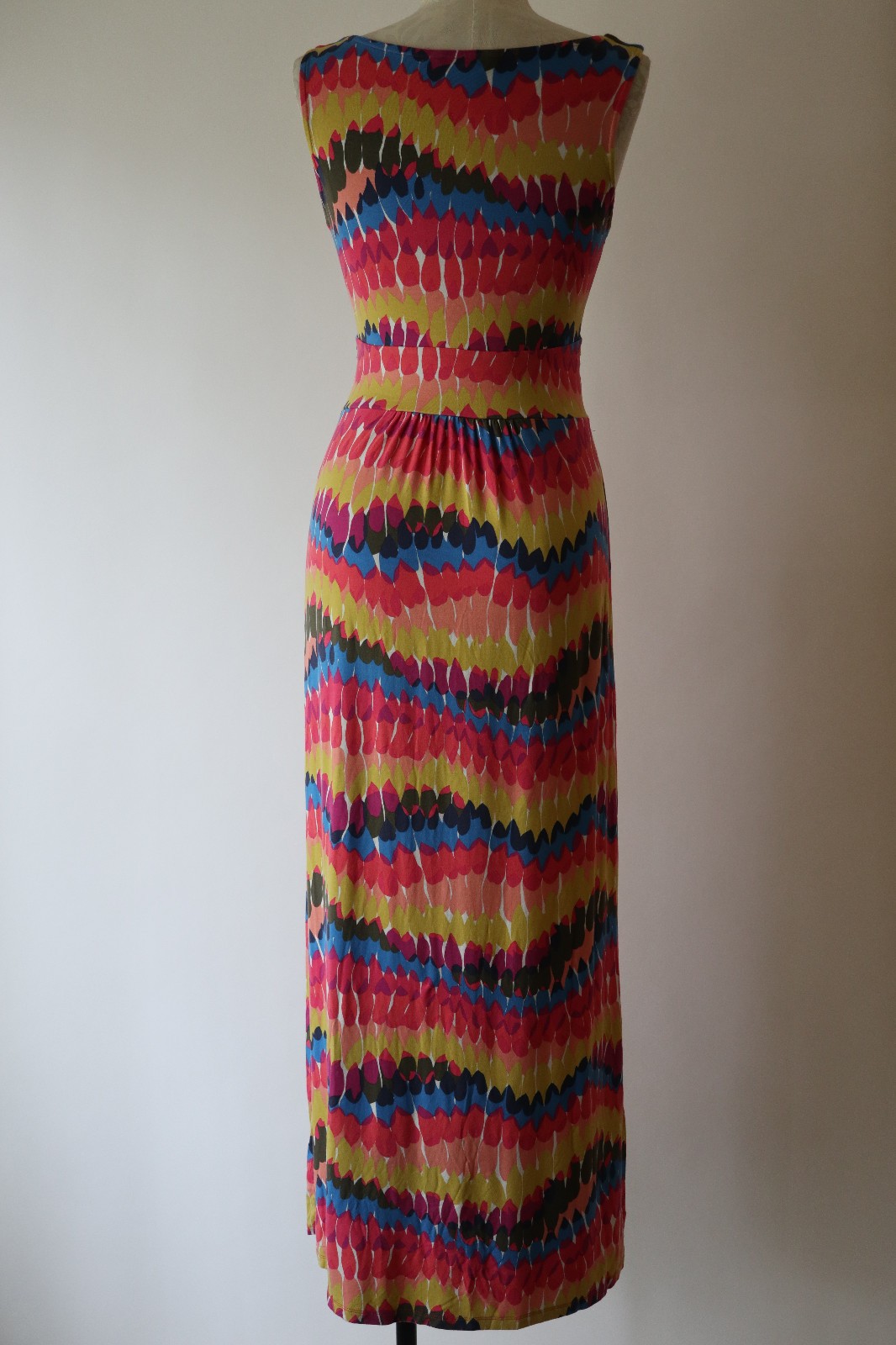 Boden Pink Blue Rainbow Stretchy Jersey Knit Sleeveless Long Maxi Dress Women 6R