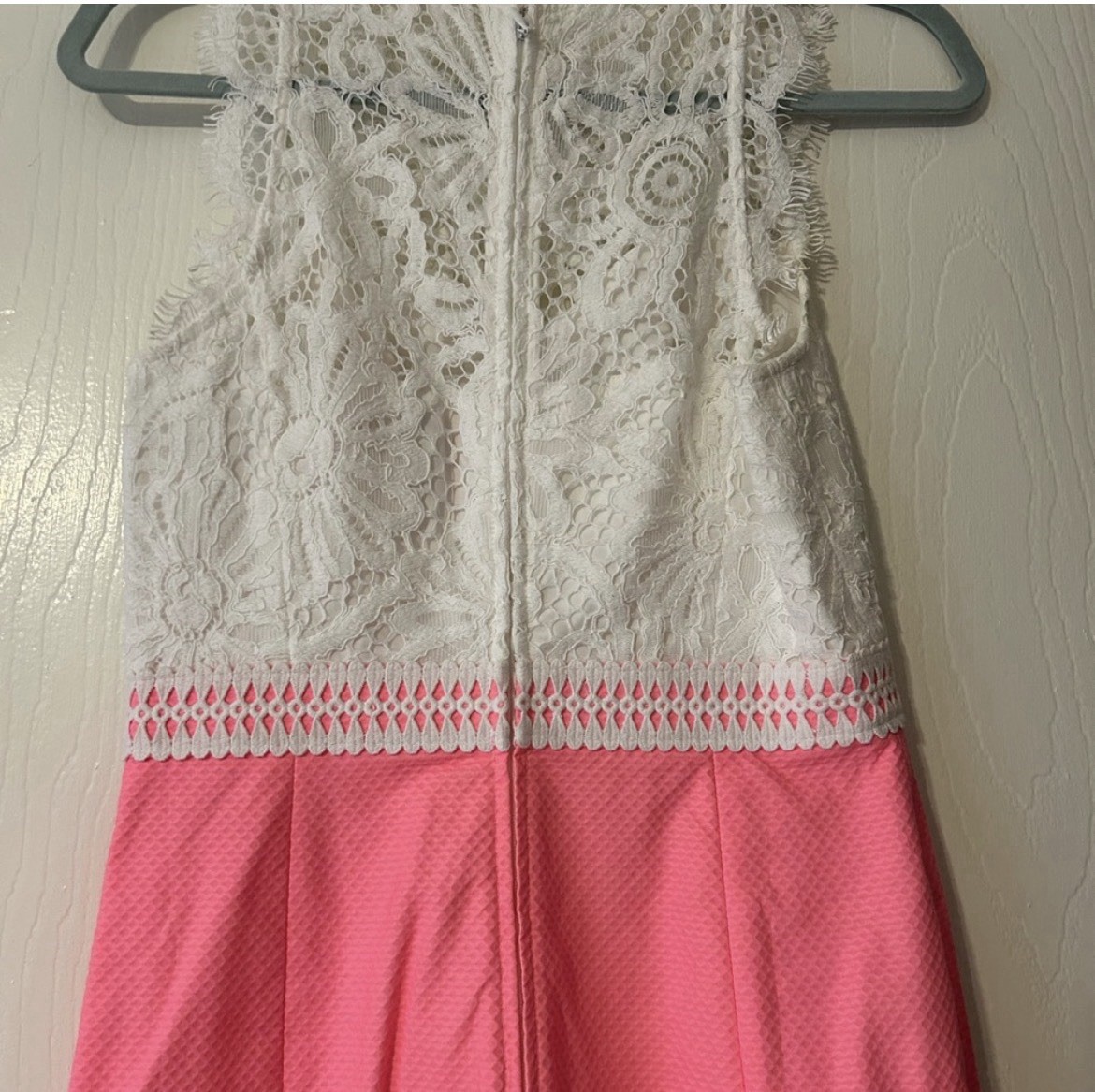 Lilly Pulitzer Women’s Sleeveless Shift Dress White Pink Lace Zip Size 0