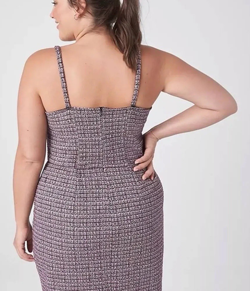 Lane Bryant Purple Tweed Button-Front Dress 18/20