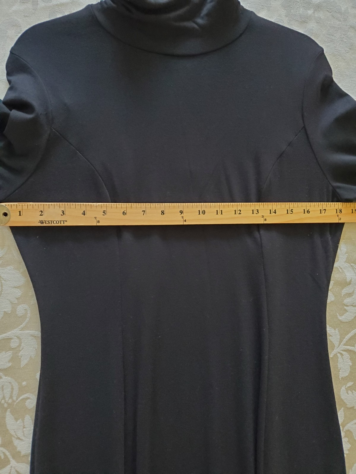 TravelSmith Maxi Dress Long Sleeve Mock Turtleneck Stretch Knit Modest Black M