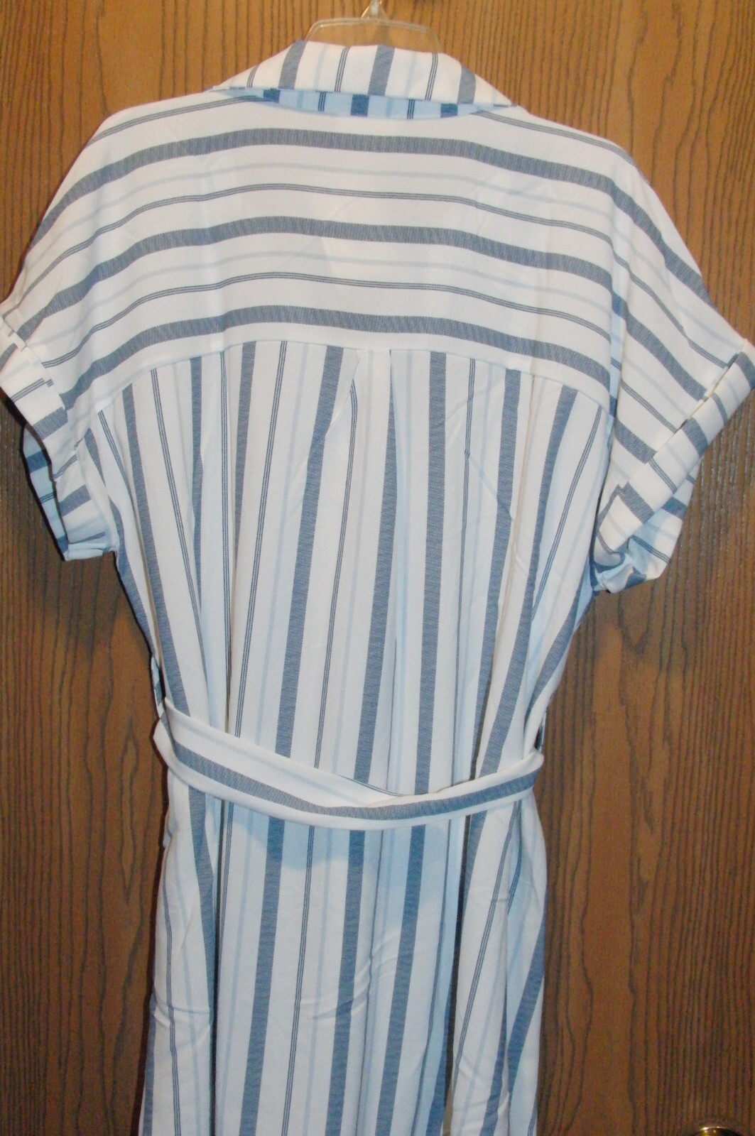 Perch by Blu Pepper Sofia Belted Shirt Striped Polyester Dress 2XL NEW $42