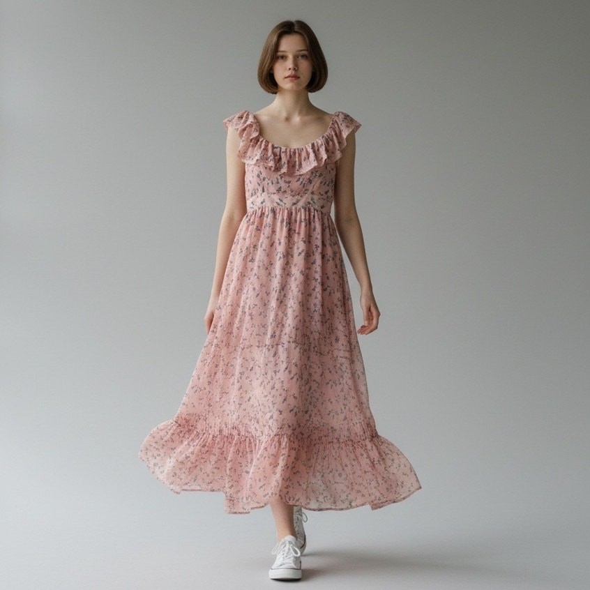 Anthropologie Free the Roses Noa Floral Maxi Dress Romantic Cottagecore Size M