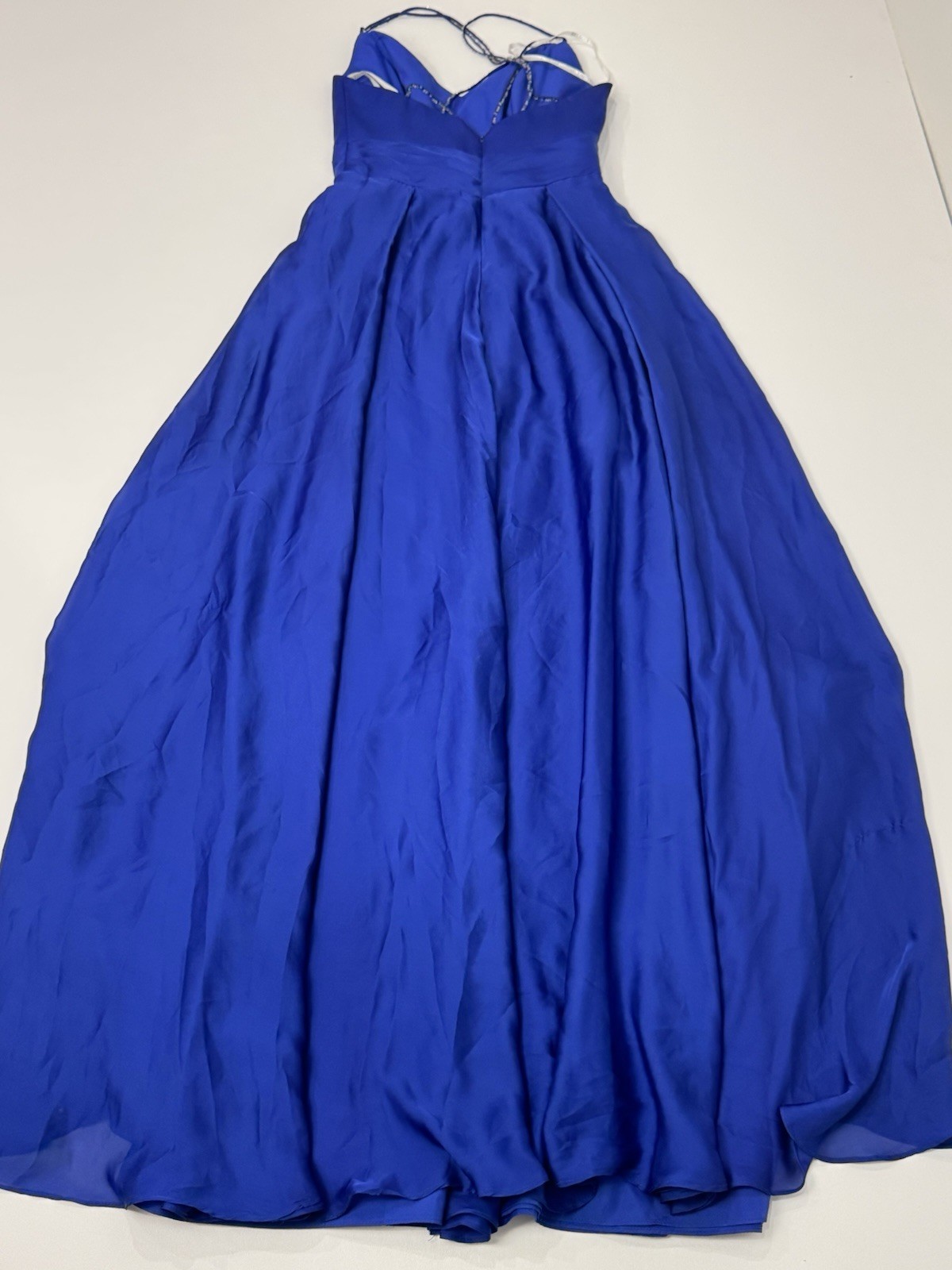 Belsoie Cobalt Blue Gown Size 6 Maxi Beaded Straps Crisscross Back Flowy
