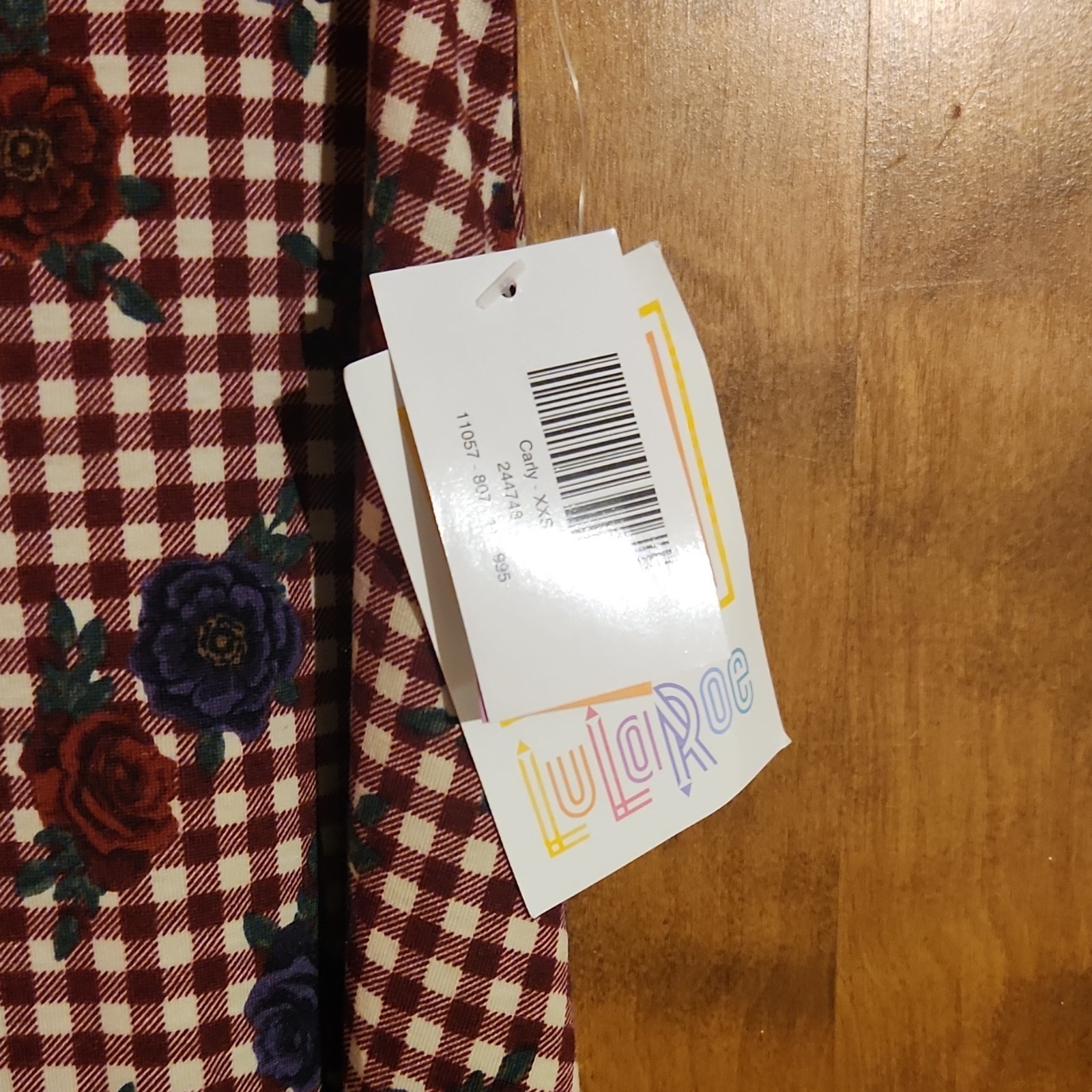LuLaRoe Red White Blue Floral Jersey A-Line Round Neck Knee Dress XXS