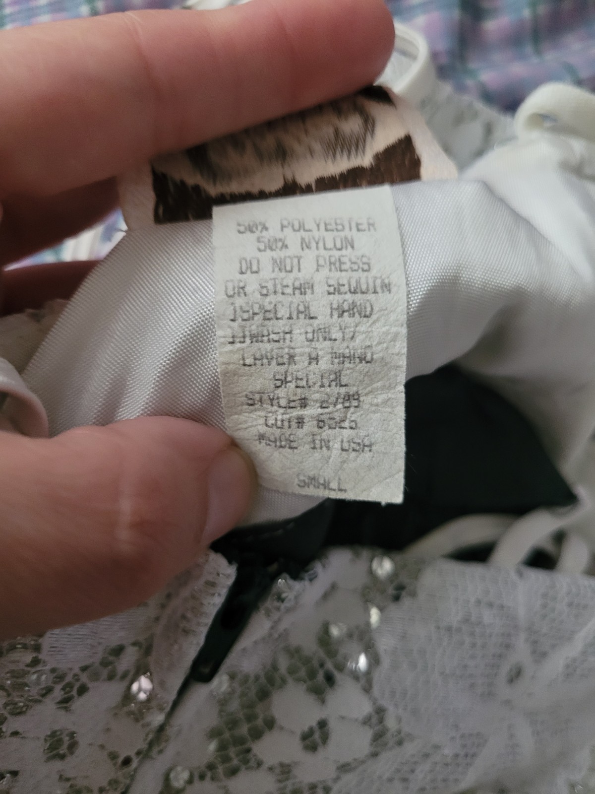 Dollar USA Lace Bodice Spaghetti-Strap Dress in Cream and Green