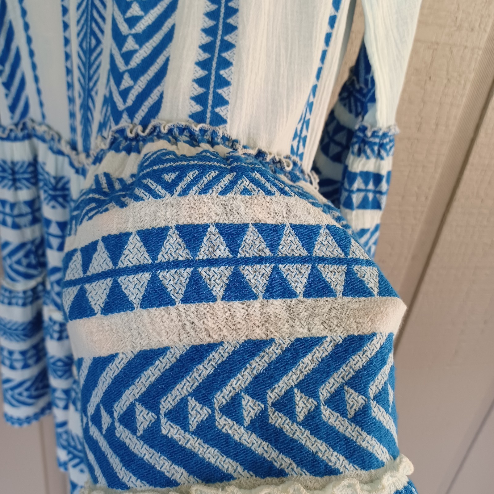 Devotion Twins Embroidered Ella Tunic Dress Size XS Women Boho Cotton Bell Sleev
