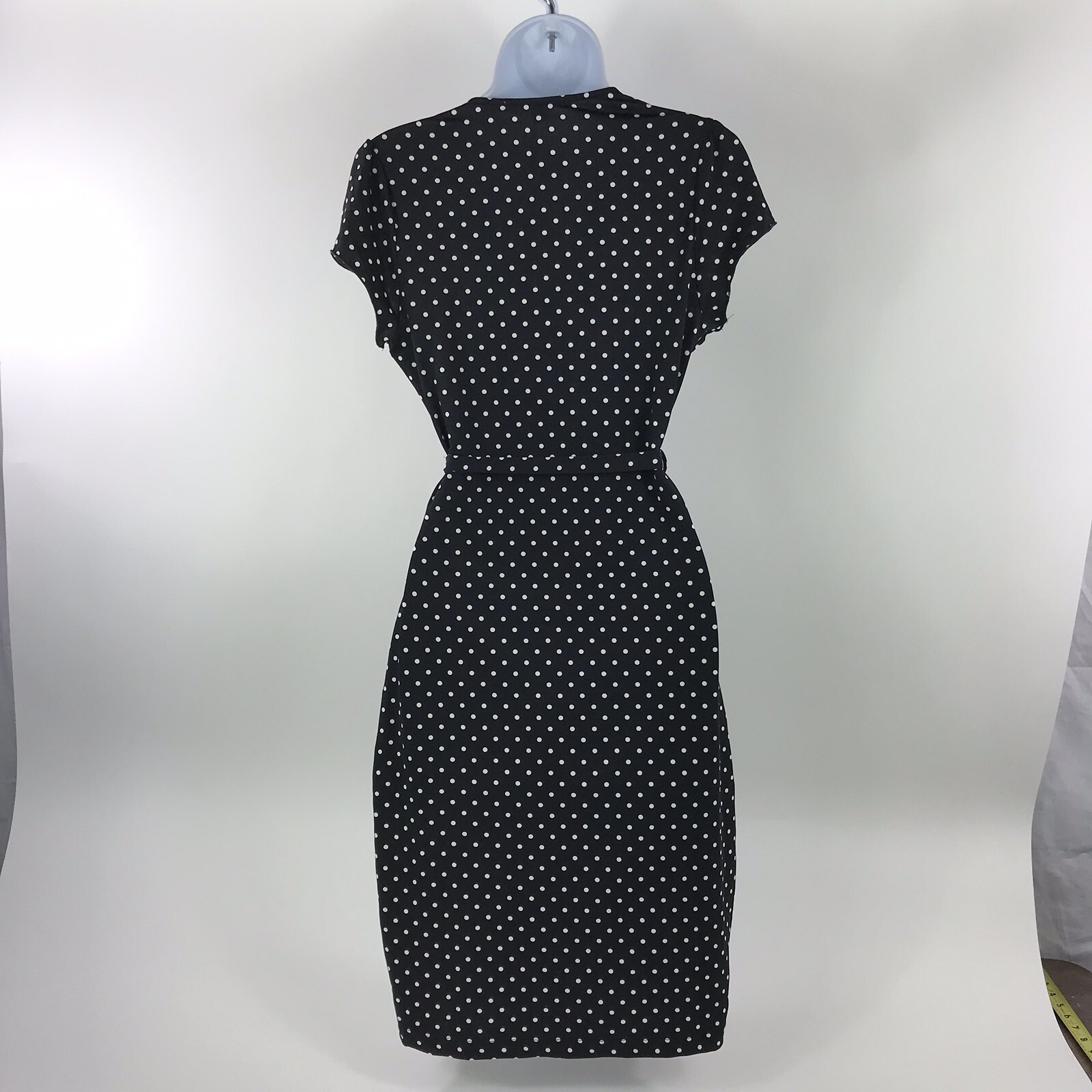 Uttam Boutique London Wrap Effect Sz 10 Dress Polka Dot Black White New