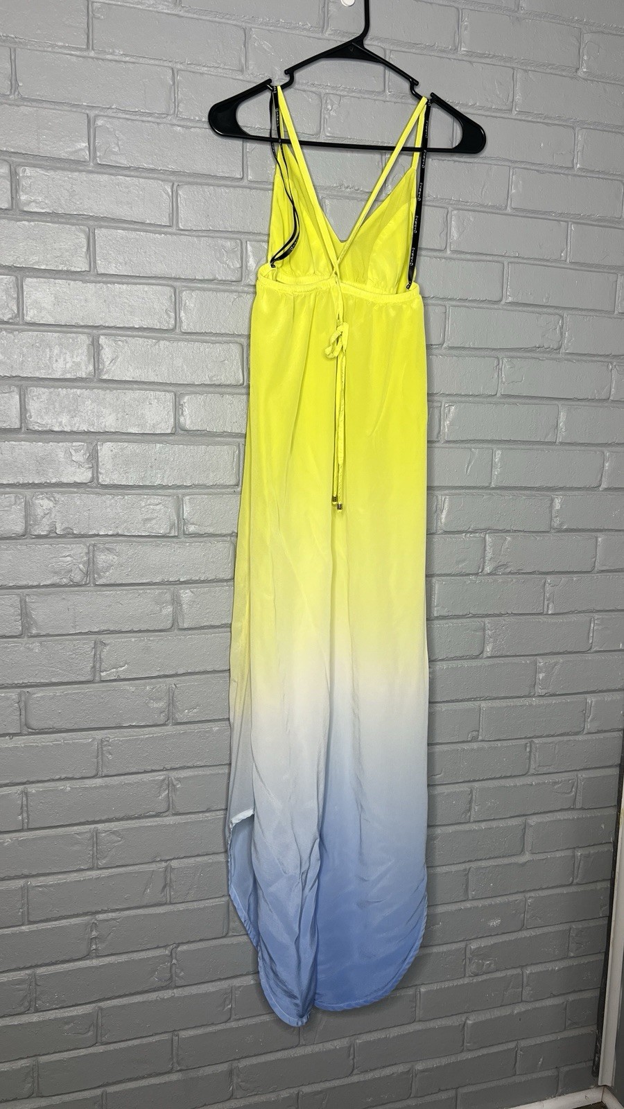 Gypsy 05 Triangle Spaghetti Panel V-Neck Cami Dress in Sky & Lime Size XS