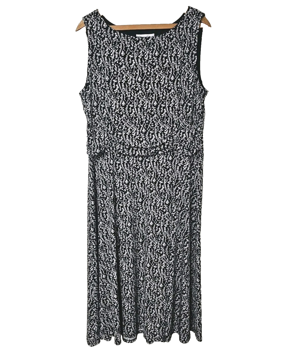 Laura Jeffries Ruched Waist Sleeveless Midi Dress Size 16 Stretch Knit Modest