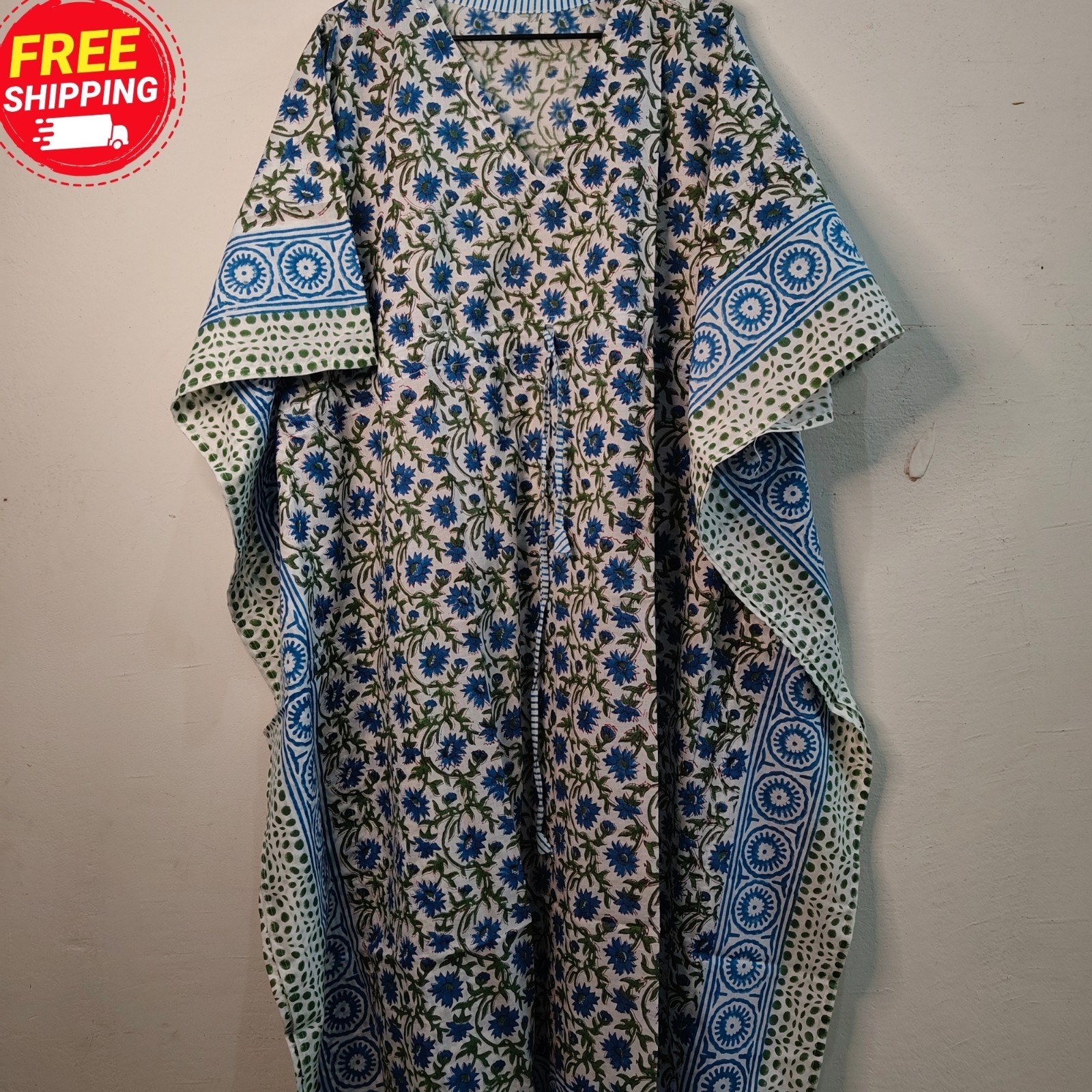 handblock print kaftan