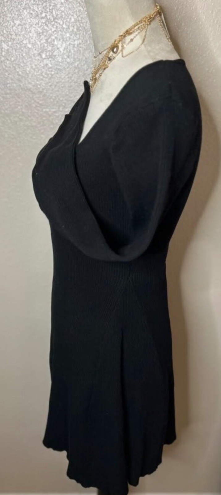 Solid Black A-Line Mini Dress (S/M)