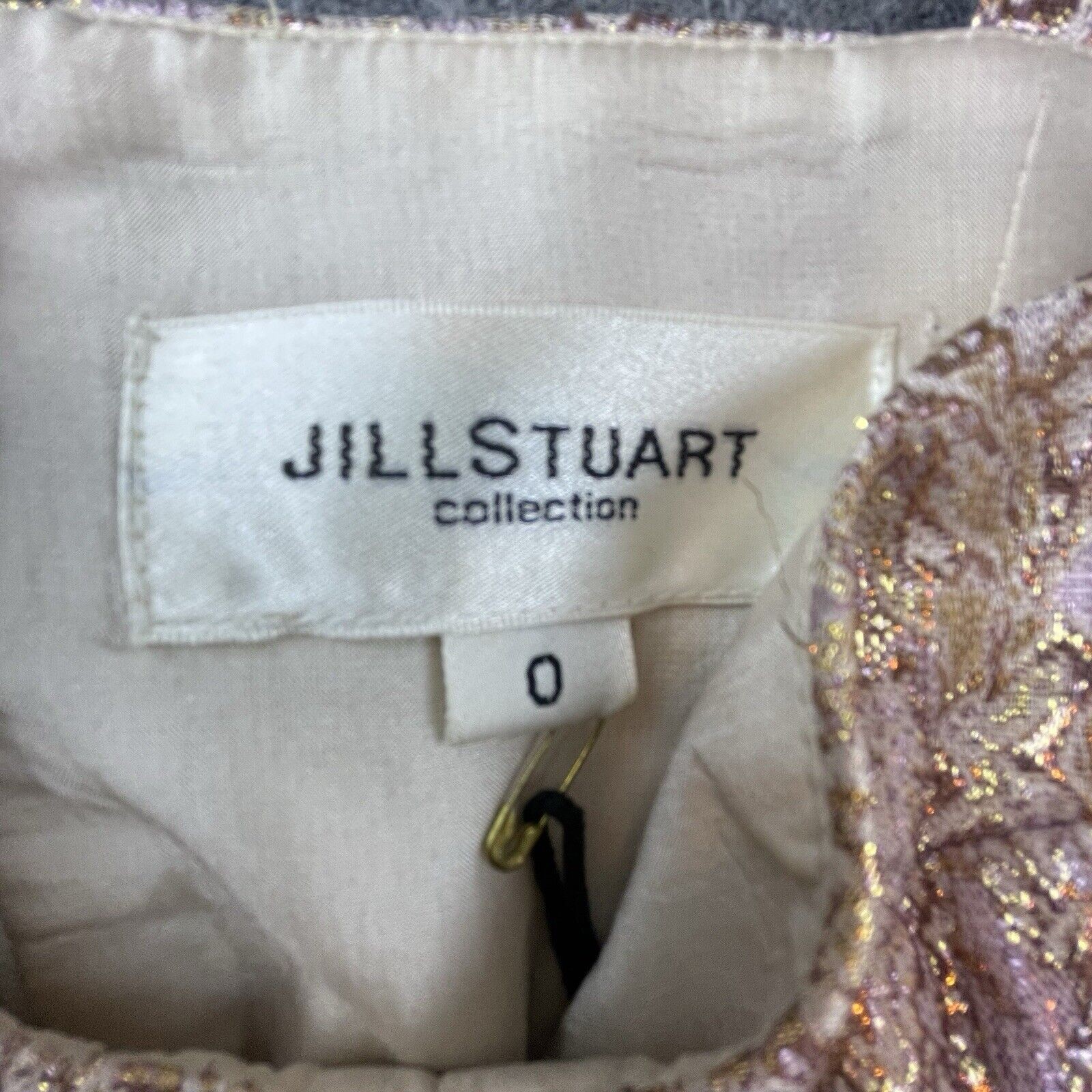 Jill Stuart Collection Dress 0 Pink Gold Shimmer Metallic Party Jacquard Silk