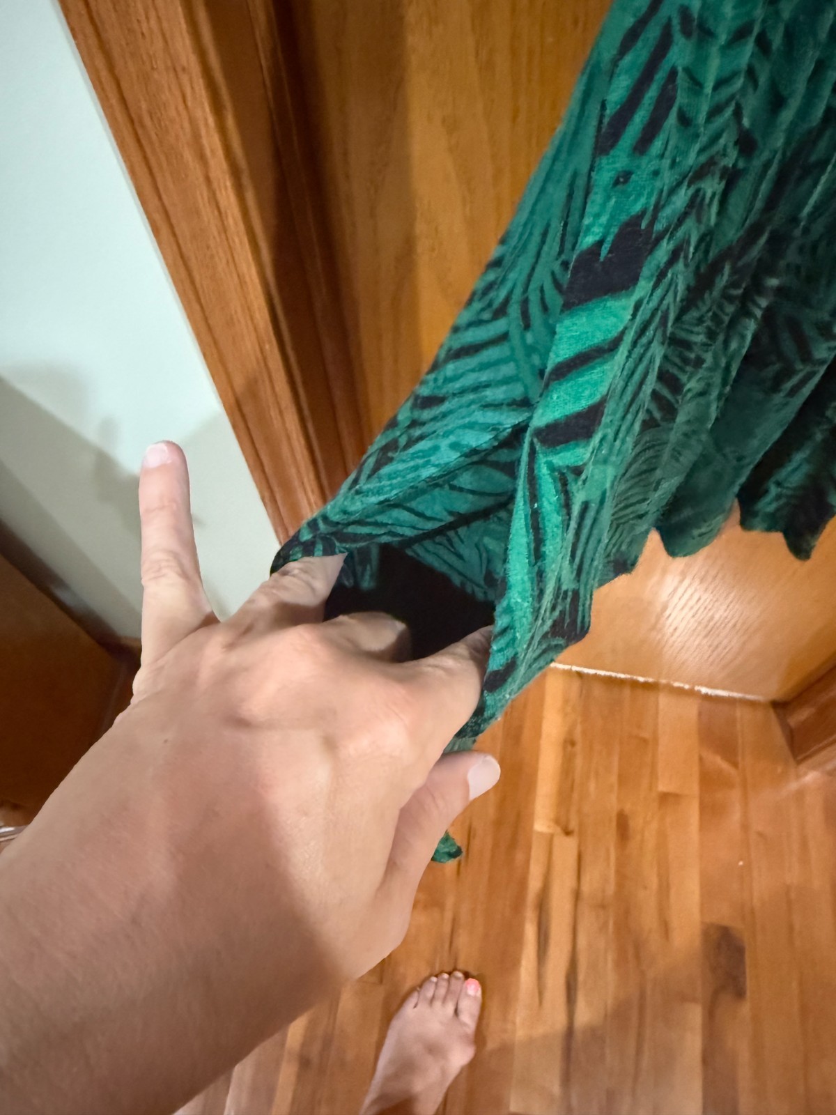 HIMONE Green Black Palm Leaf Print Sleeveless Dress Size L