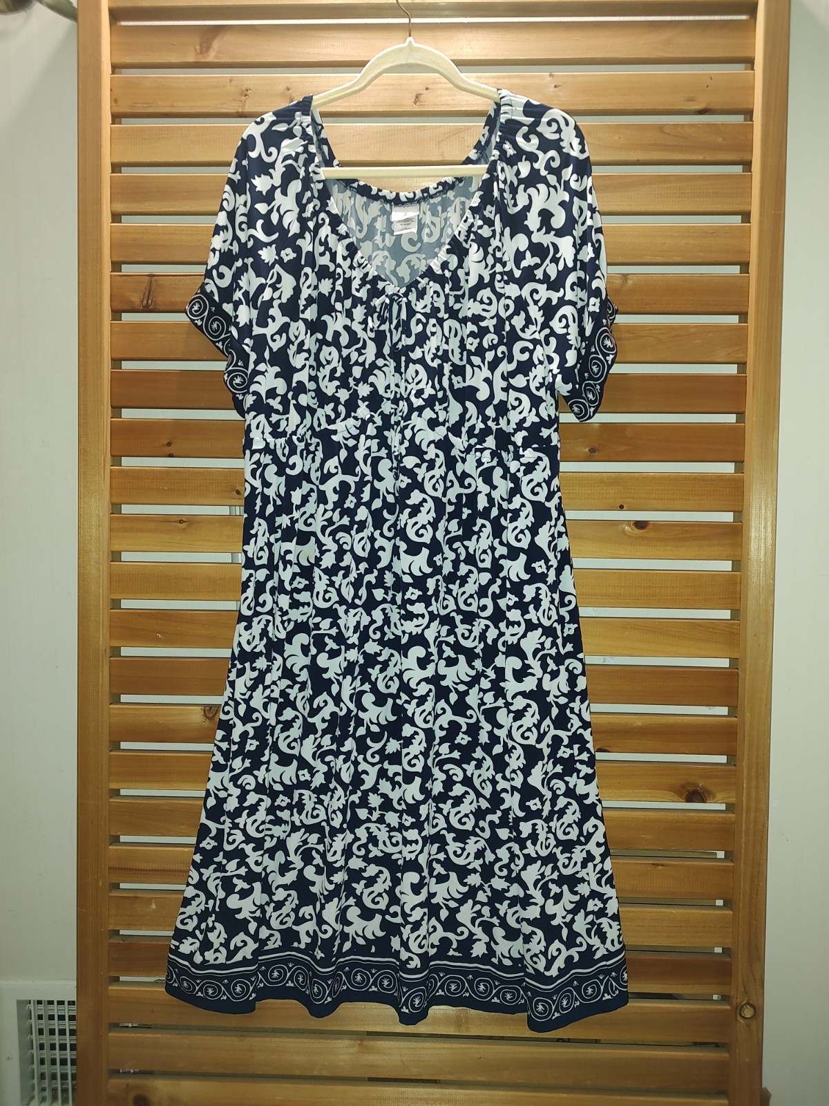 High Smocked Waist Knit DRESS Art Geo Knit Stretch Size 22W/24W Just My Size