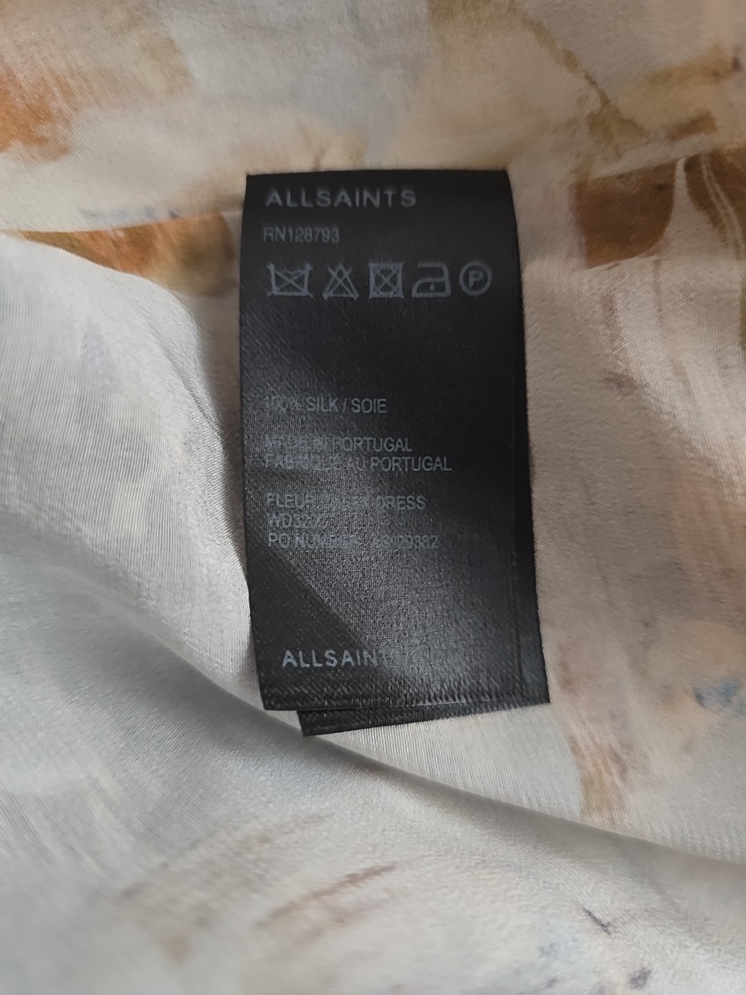 AllSaints Fleur Check Dress 100%Silk Abstract Floral Sleeveless Shift EU42 US 10