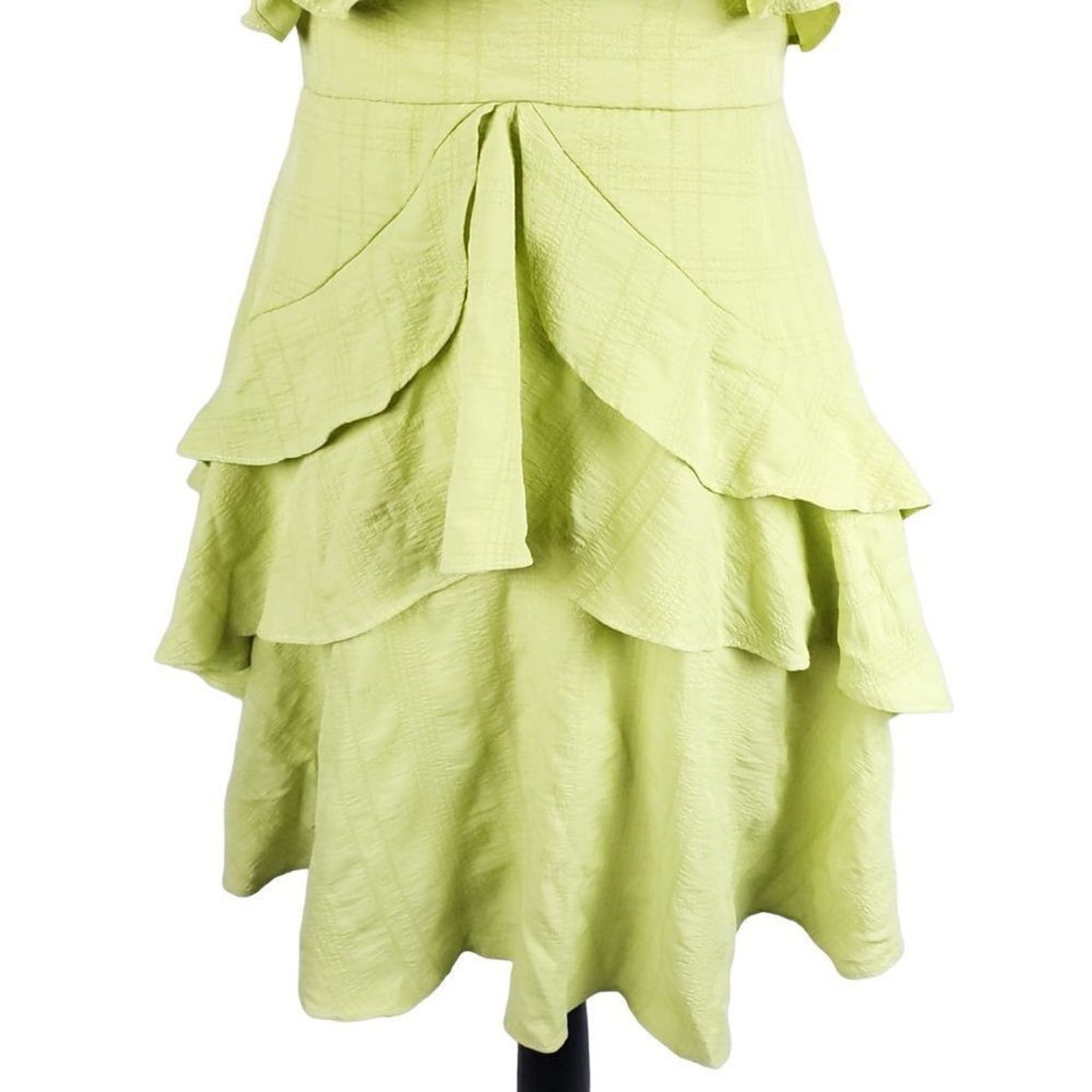 City Studio junior lime green ruffled mini dress sz 3-small back zipper