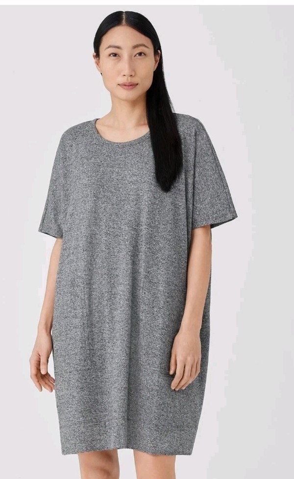 Eileen Fisher Dolman Short Sleeve Hemp & Organic Cotton Dress Size Med