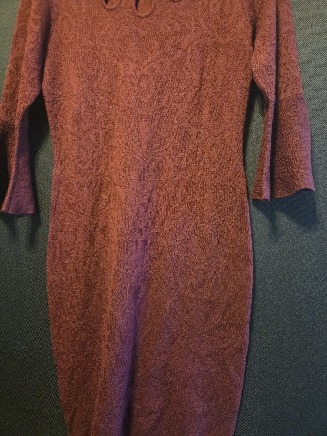 Taylor Factory Maroon Shift Dress Size Large Round Neck Split Sleeve