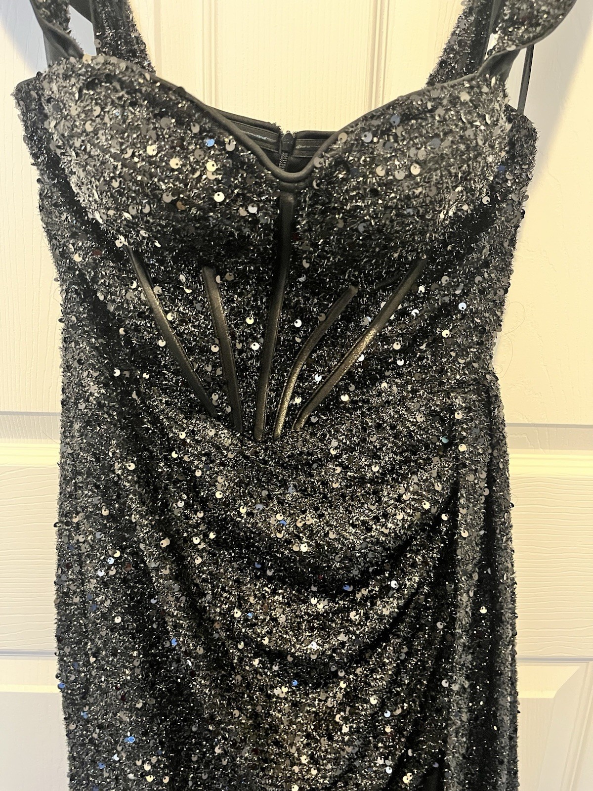 Adyce Black Sequin Gown Size M SIDE SPLIT | Side Train