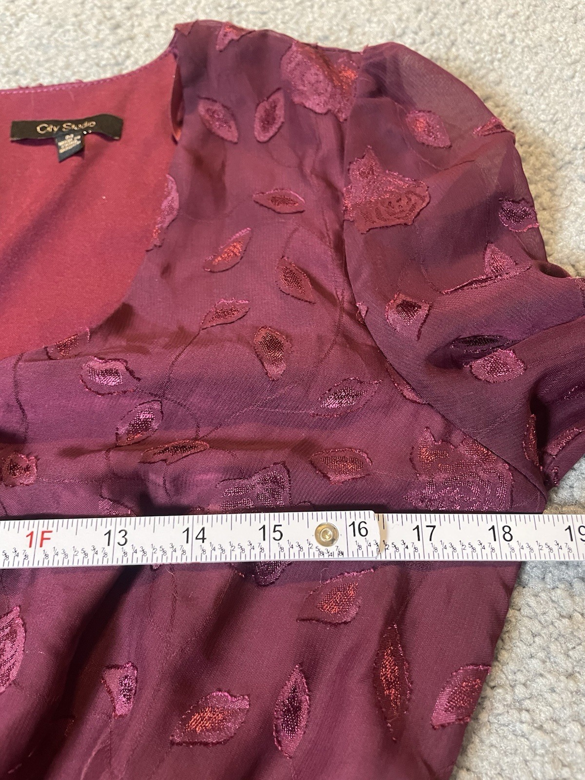90s City Studio Layered Mini Dress Sz M Purple Floral Long Sleeve Ruffles Modern