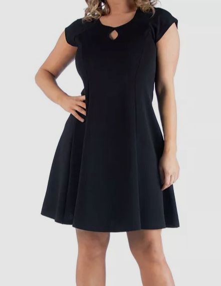 24seven Comfort Apparel Women’s Black Keyhole Neck Dress Plus Size 1X