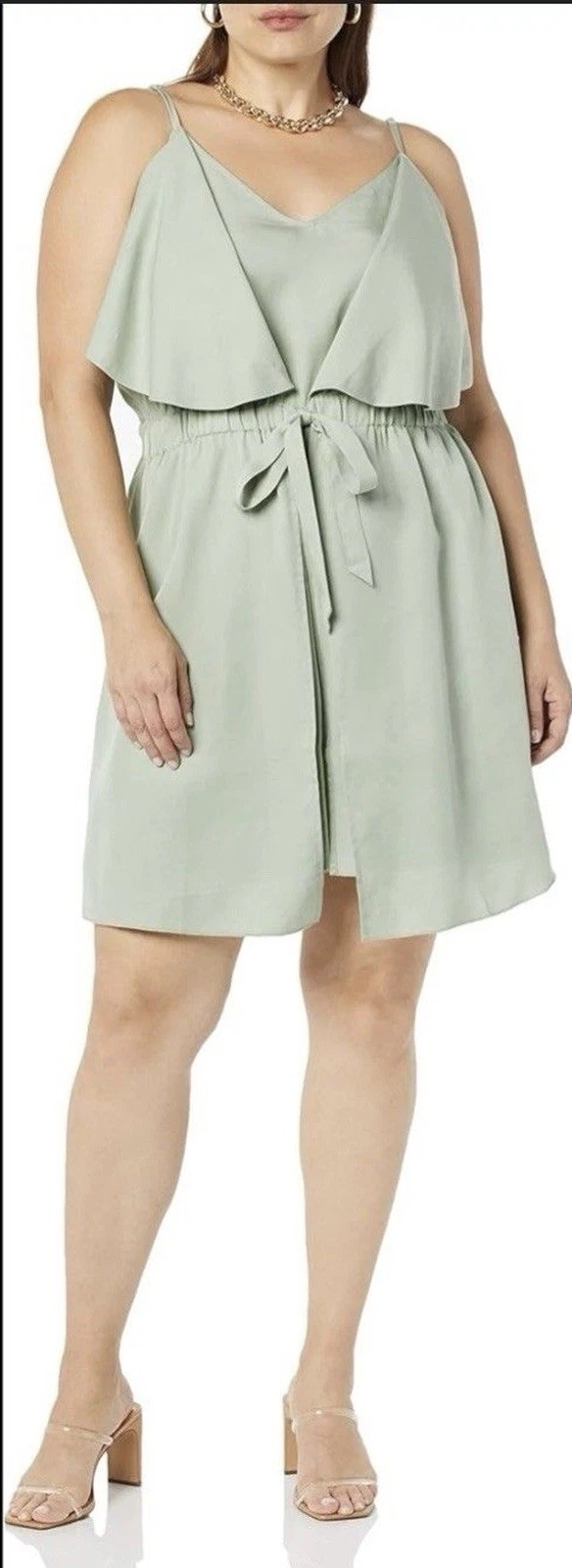 TEREA Women’s Elise Double Layer Mini Dress Light Green Plus Size 5X NWT