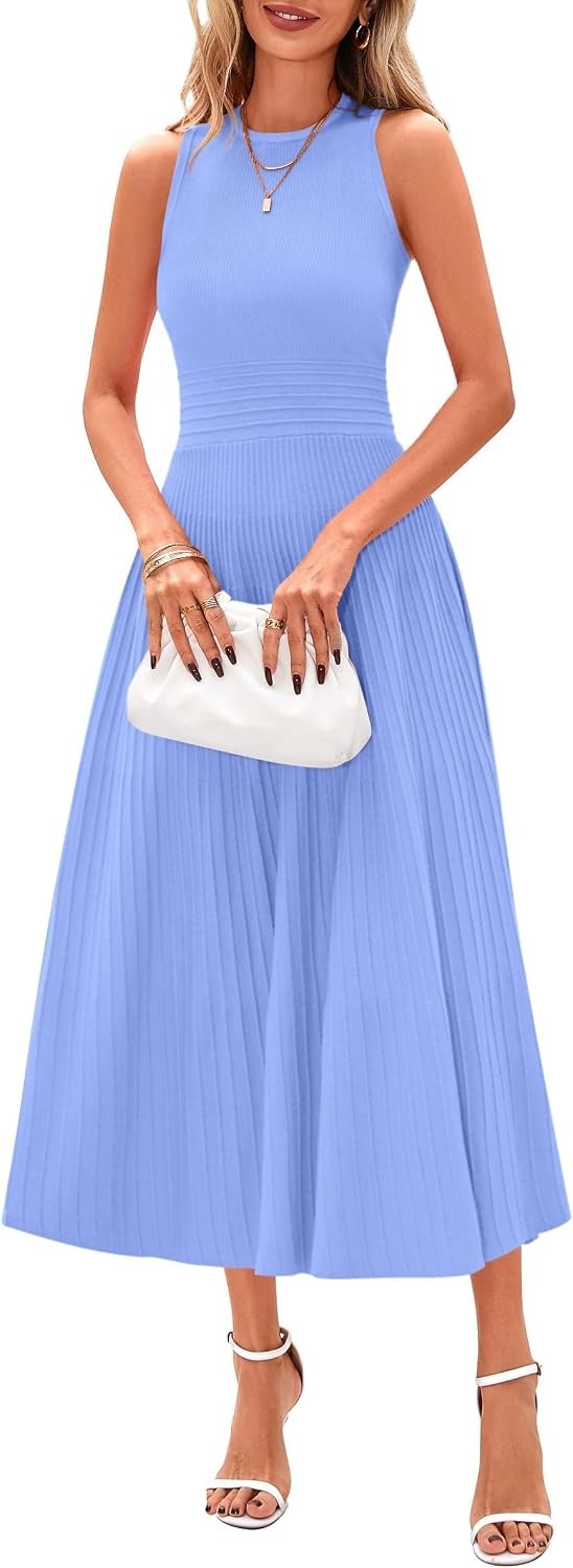 Spring Casual Dresses for Women 2026 Summer Business Work Midi Sleeveless A Line