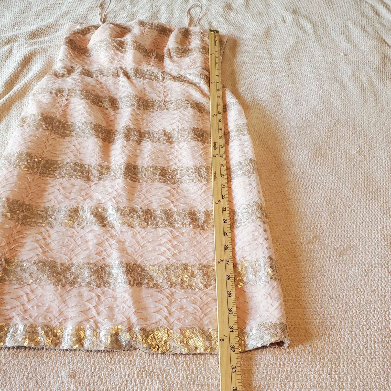 Phase Eight Womens Blush Pink Gold Sequin Strapless Cocktail Dress Size 12 UK