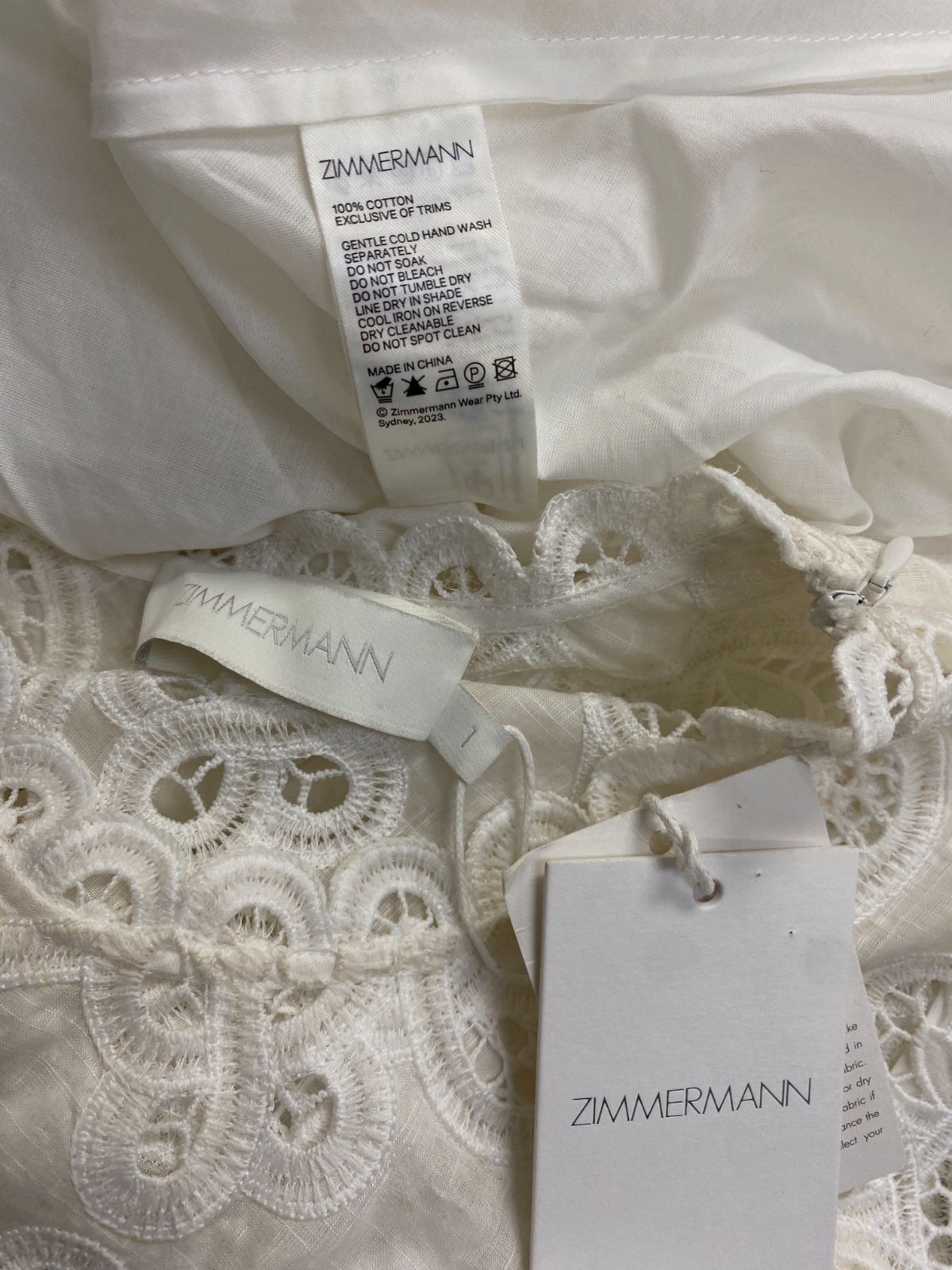 Zimmermann Women’s White Ottie Embroidered Cotton Maxi Dress Size 1