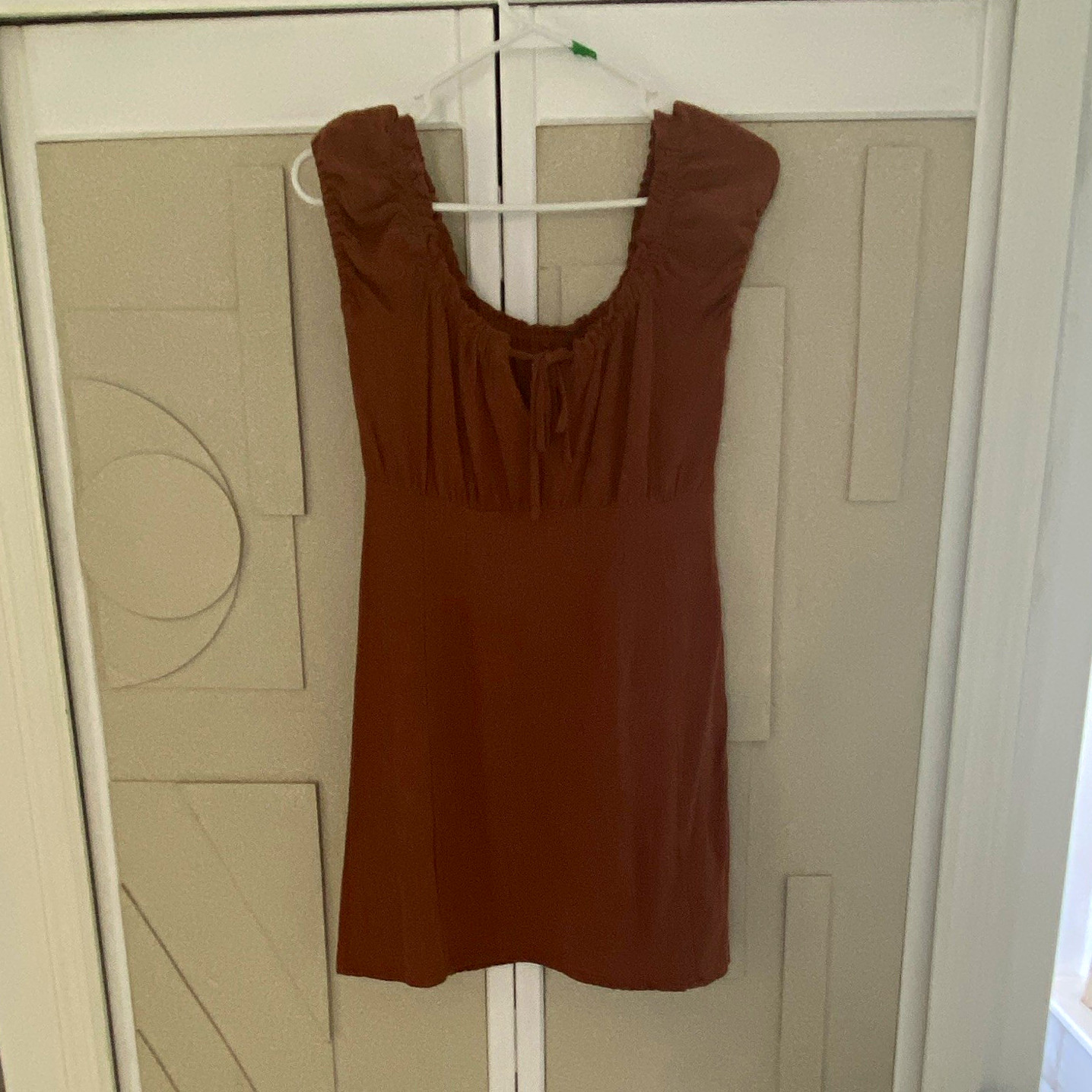 Aéropostale Brown Sleeveless Square Neck Ruffle A-Line Short Dress S