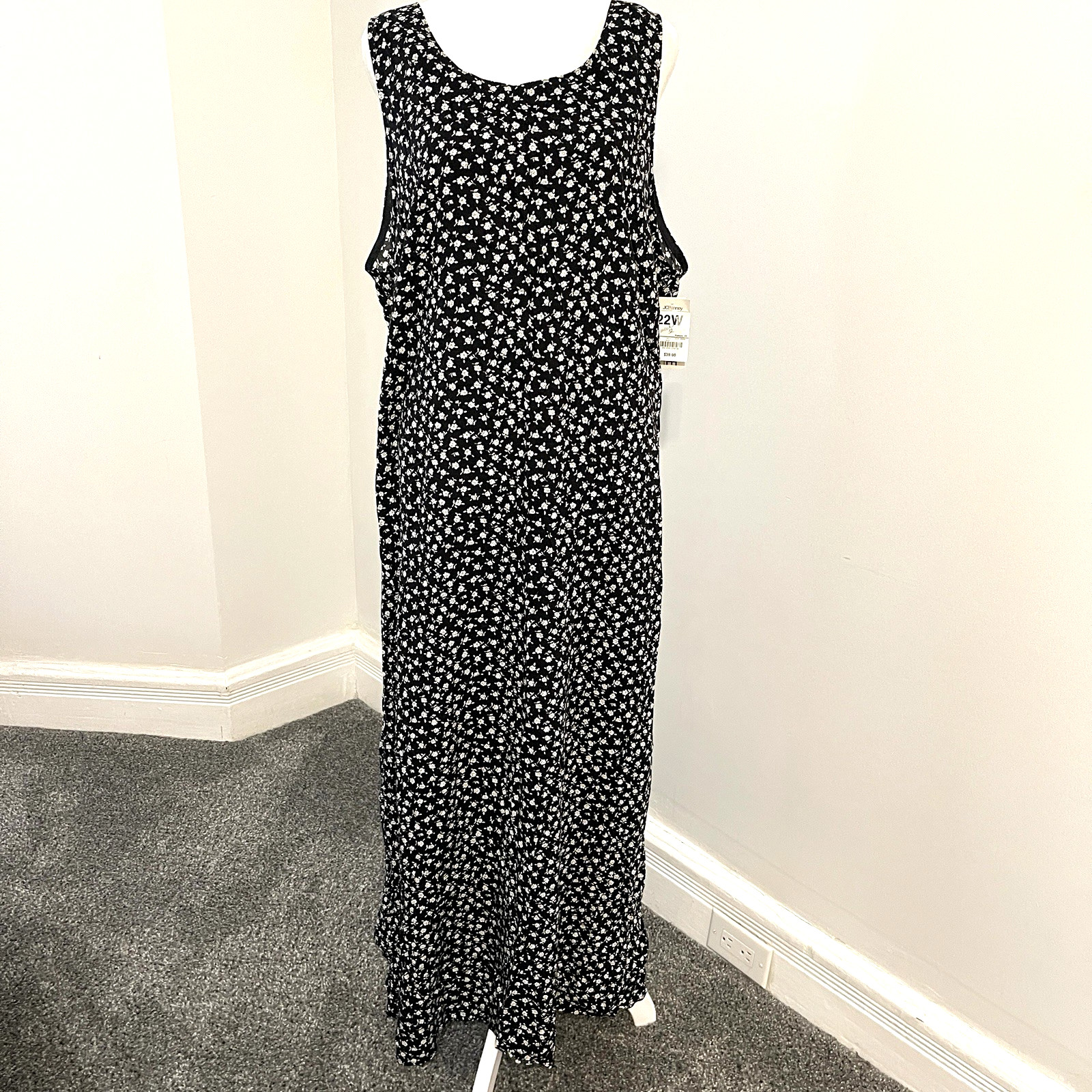 Vintage Worthington Maxi Dress Plus Size 22W Floral Tie Back Waist NEW W Tags