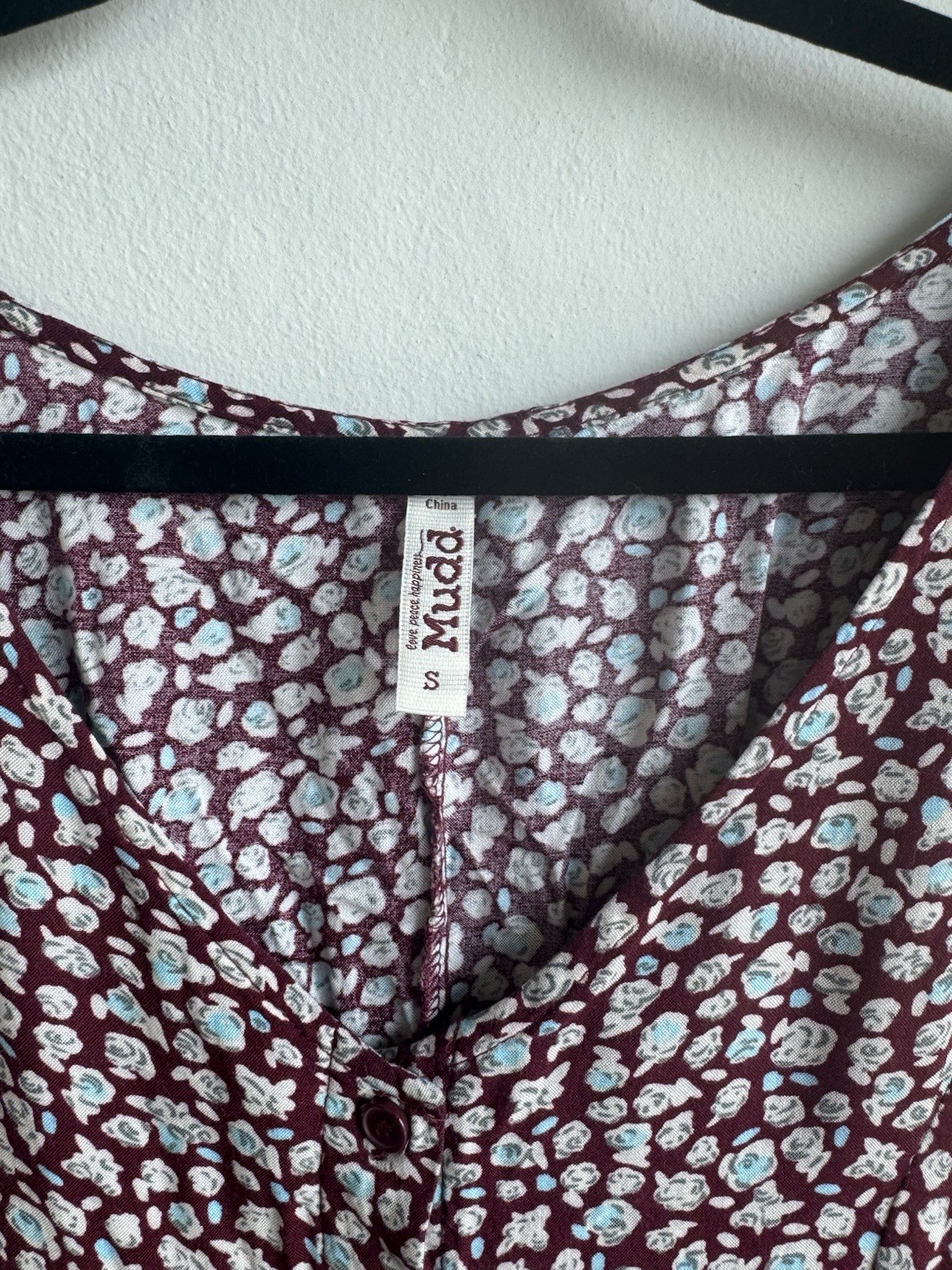 Vintage Y2K Mudd Floral ButtonFront Dress Corset Tie Back Pockets Burgundy Small