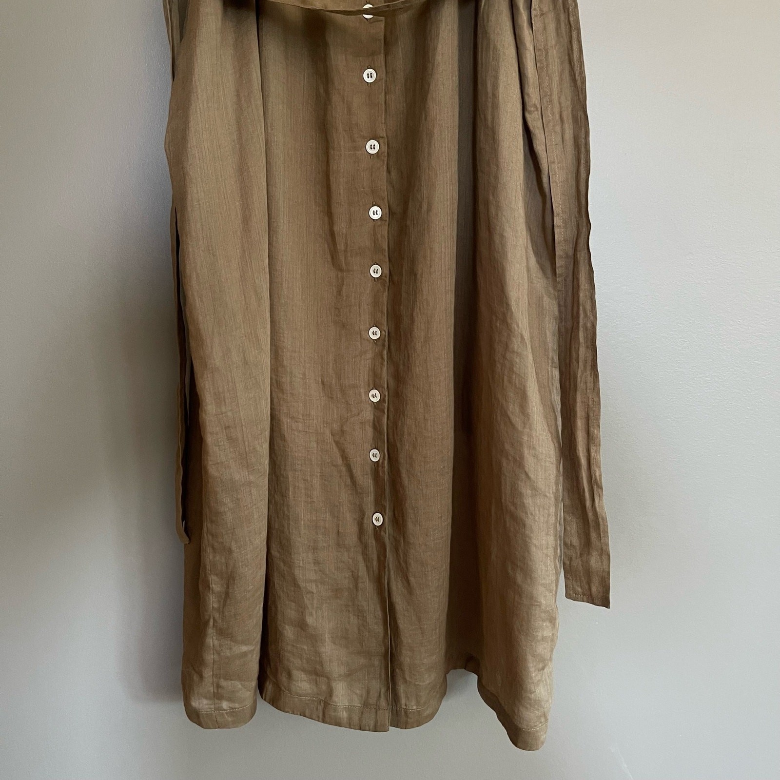Frame Ruffle Strap Button Back Dress in Moss Size Small Khaki Green Ramie Chic