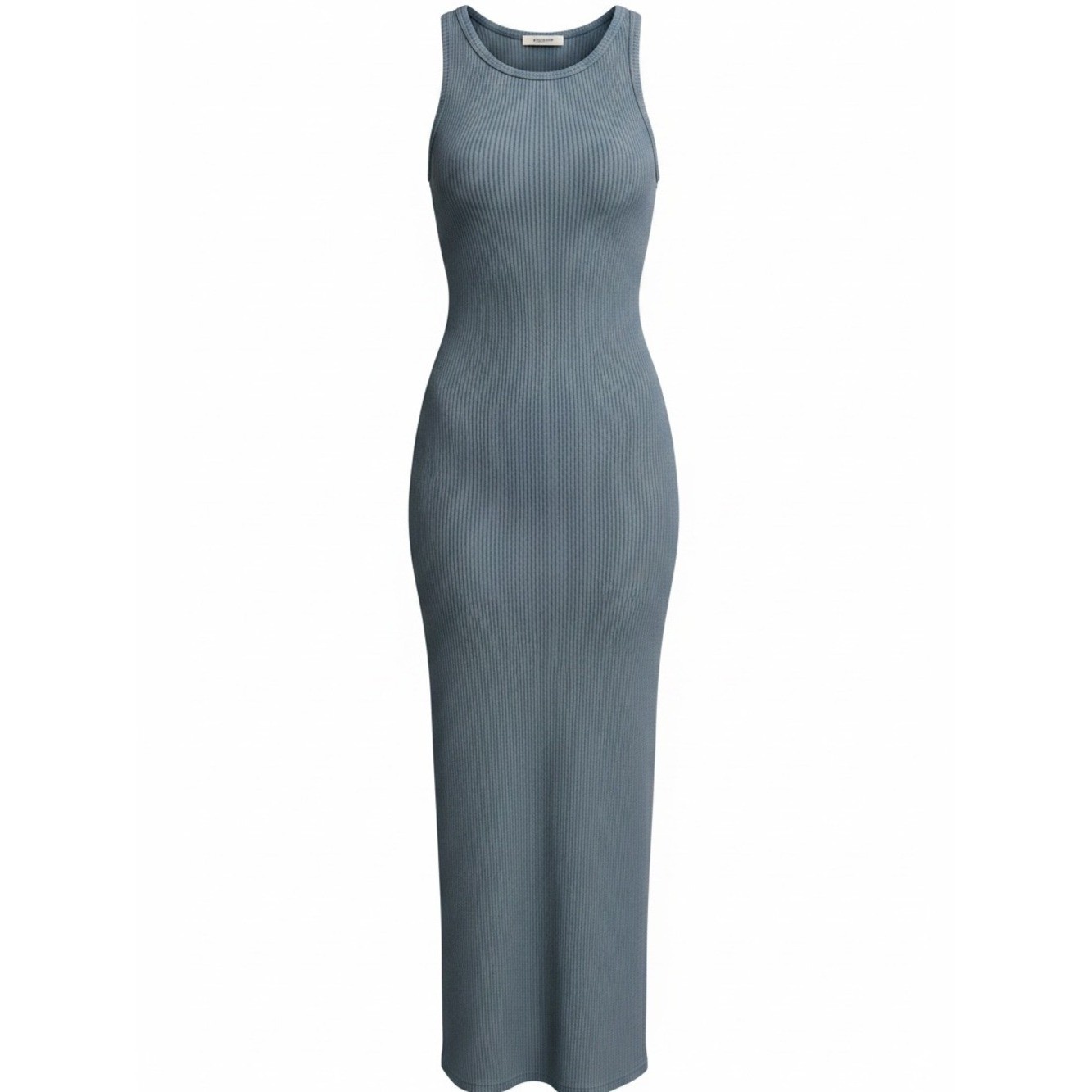 No Comment Women’s Ribbed Maxi Tank Dress in Slate Blue