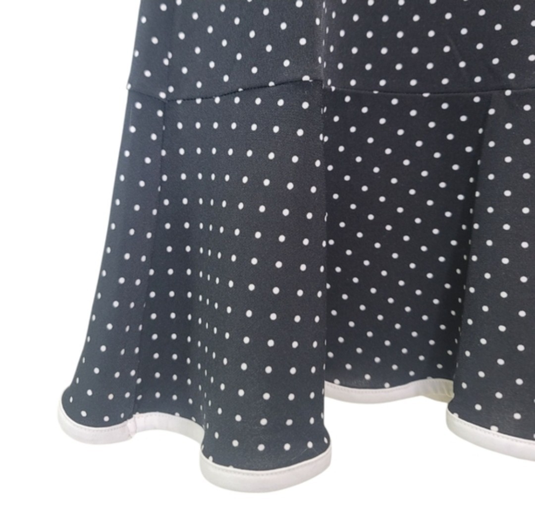 MICHAEL Michael Kors Polka Dot Flounce Dress Bell Sleeve Black White Mini Sz M