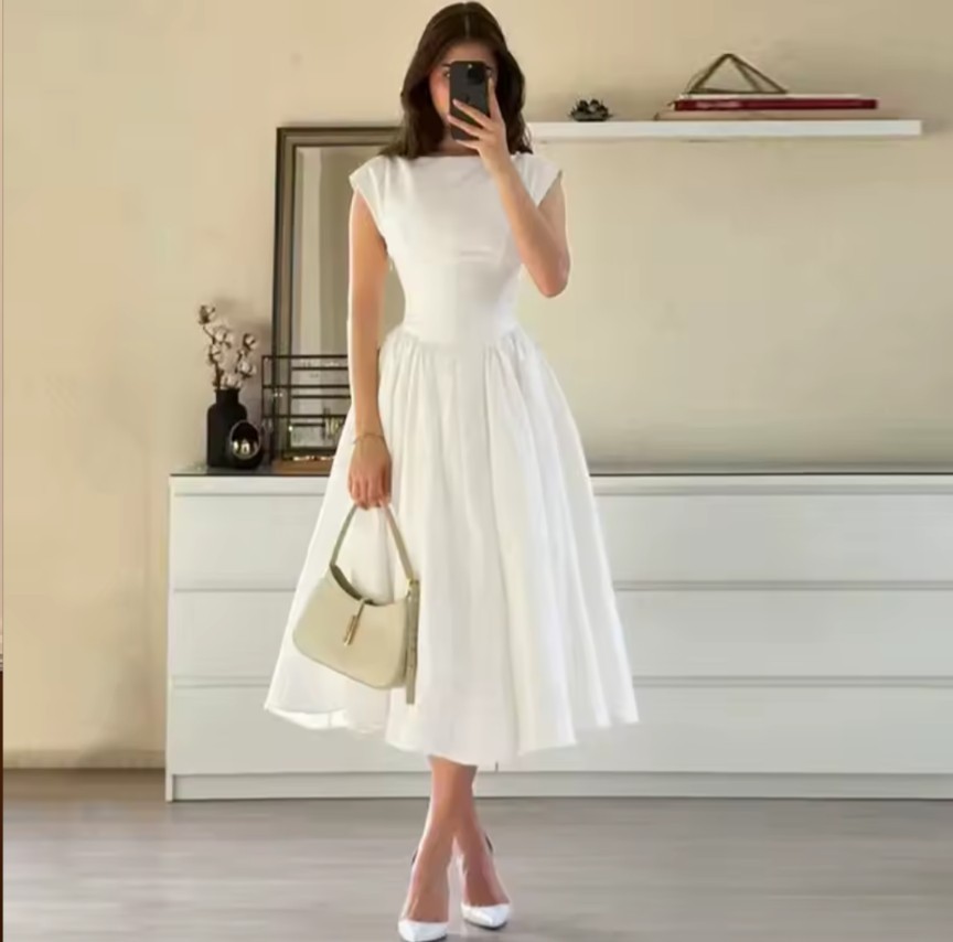 Solid Color Sleeveless Long Dresses Simple All-match Backless Temperament A-line