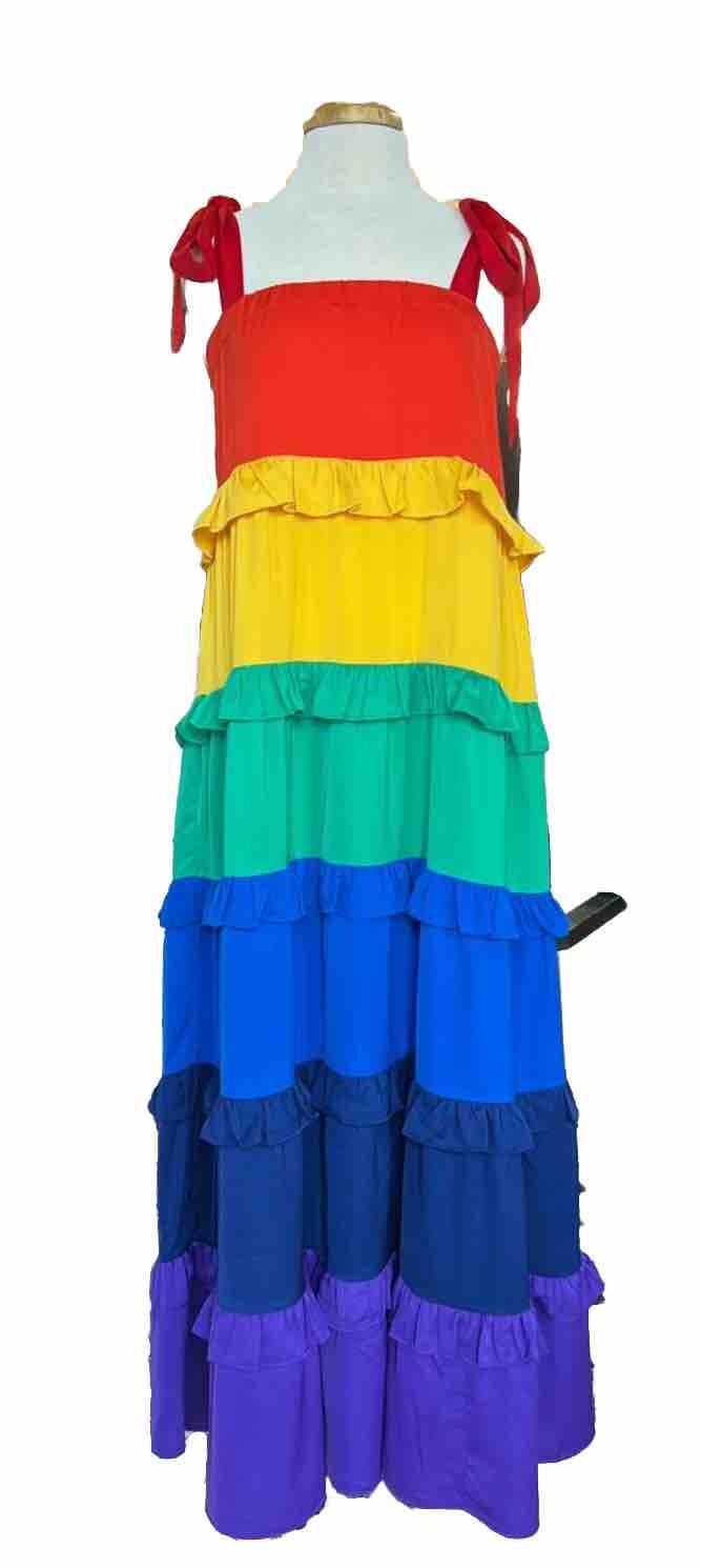 NWT Fantastic Fawn Taste the Rainbow Tiered Maxi Dress Size S $110 MSRP Summer