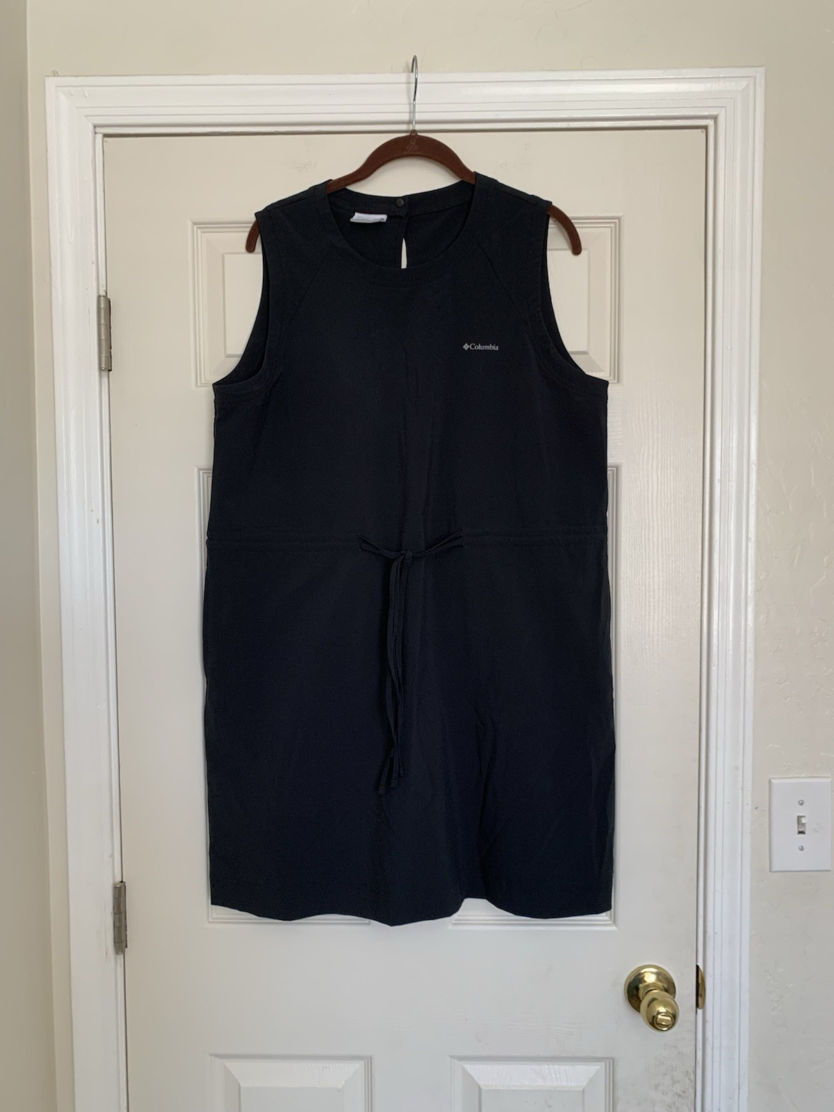 Columbia Black Bogota Bay Tie Waist Shift Dress L Sleeveless Beach Travel Pool