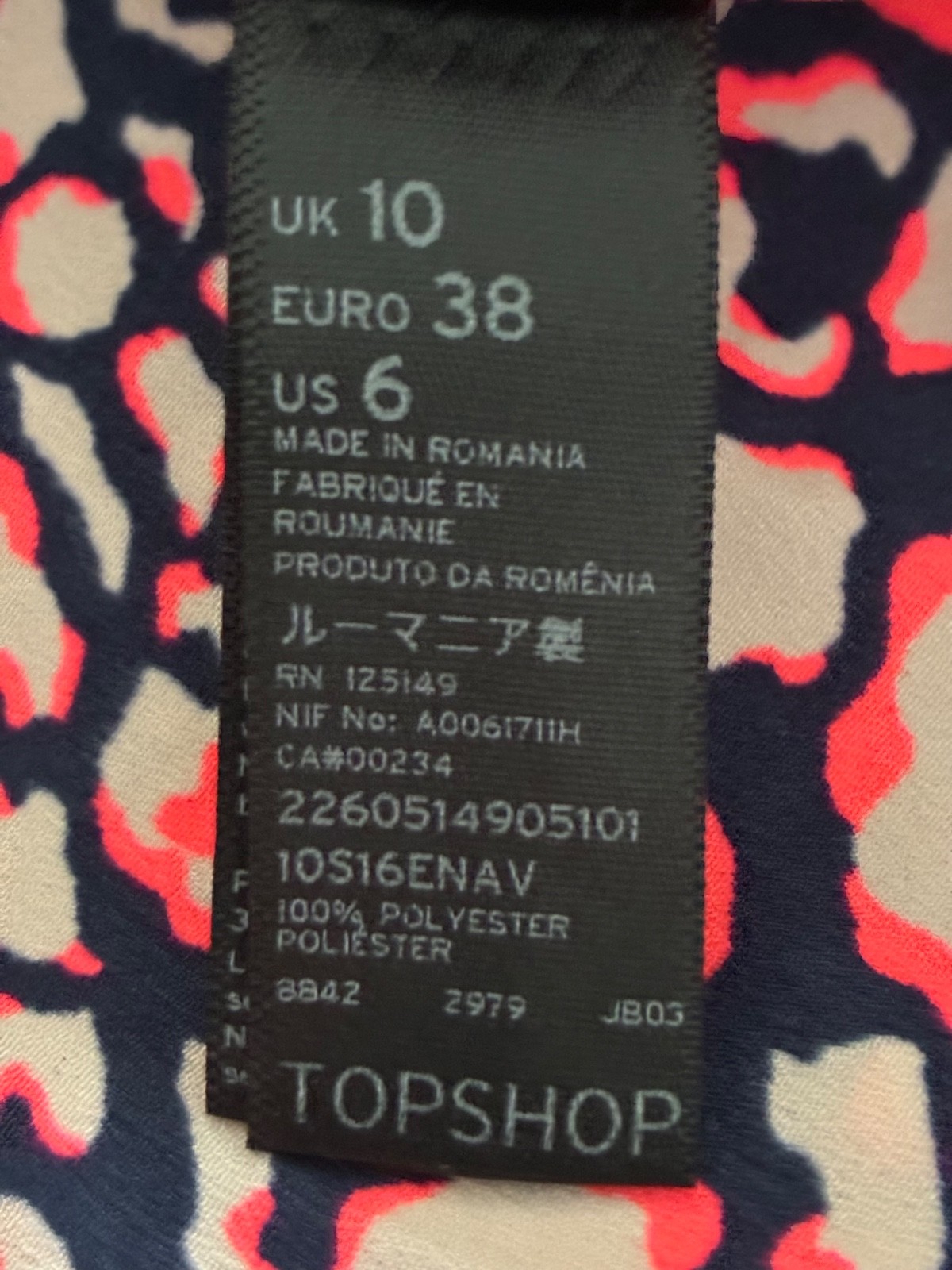 Topshop Neon Leopard Print Shift Dress – size 10