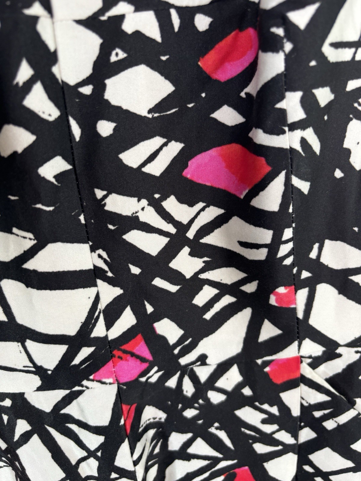 Milly Black White Pink Abstract Print Dress Size 6