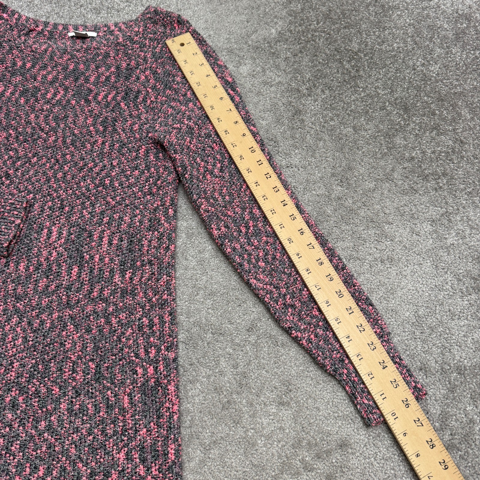 Bar III Long Sleeve Pullover Sweater Mini Dress Womens Small Pink Gray Marled