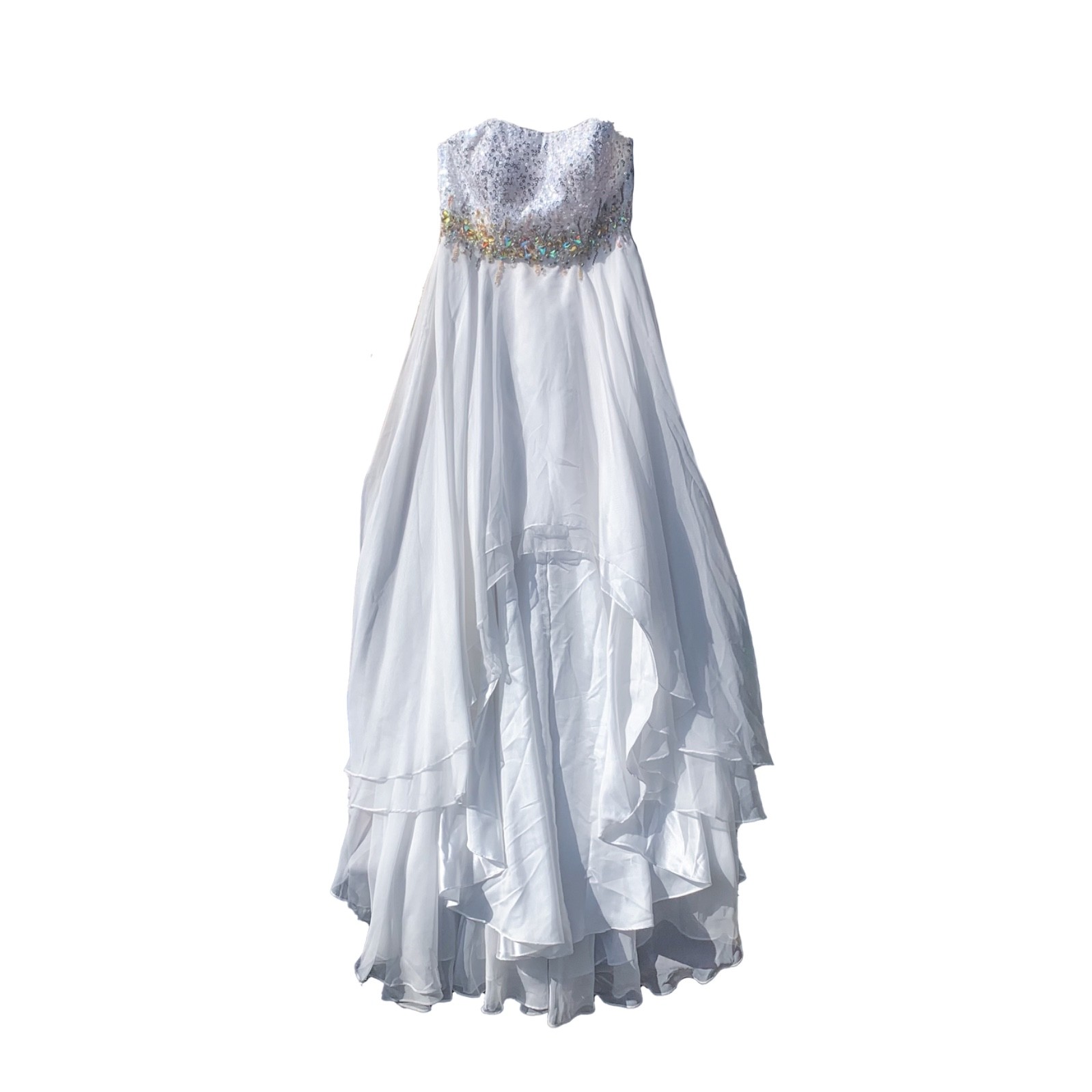 Coya Women’s Medium White Greek Goddess Beaded Sequence Prom Wedding Dress
