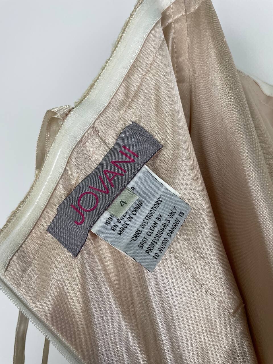 Jovani Strapless Lace Gown Beaded Pearl Nude Ivory Dress Sz 4 Small Prom Formal