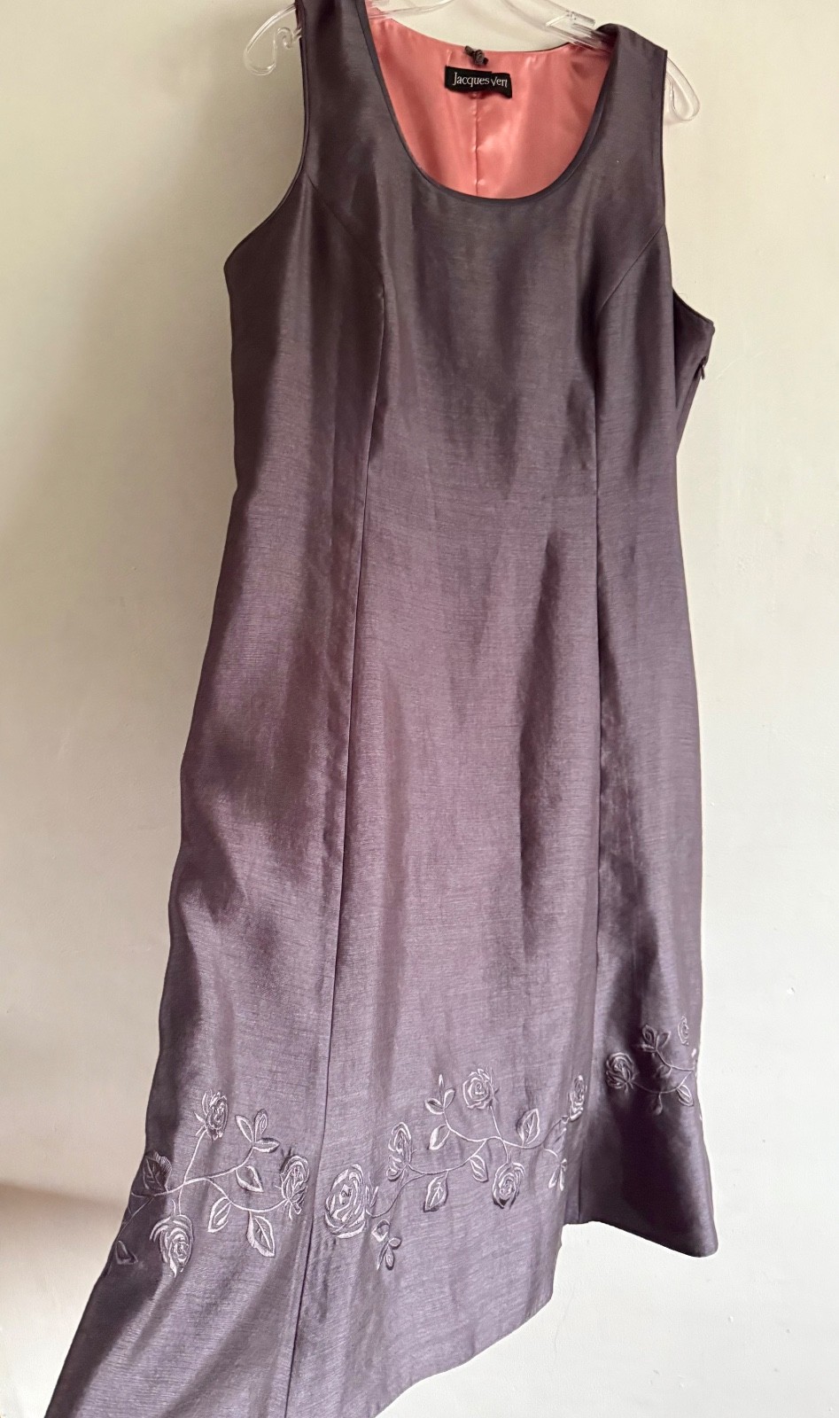 JACQUES VERT PURPLE MARVE SLEEVELESS FLORAL DETAIL SHIFT MIDI DRESS SIZE:18