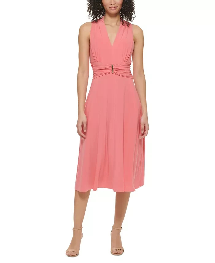 Jessica Howard Petite V-Neck Sleeveless Midi L74307 Womens Size 6P